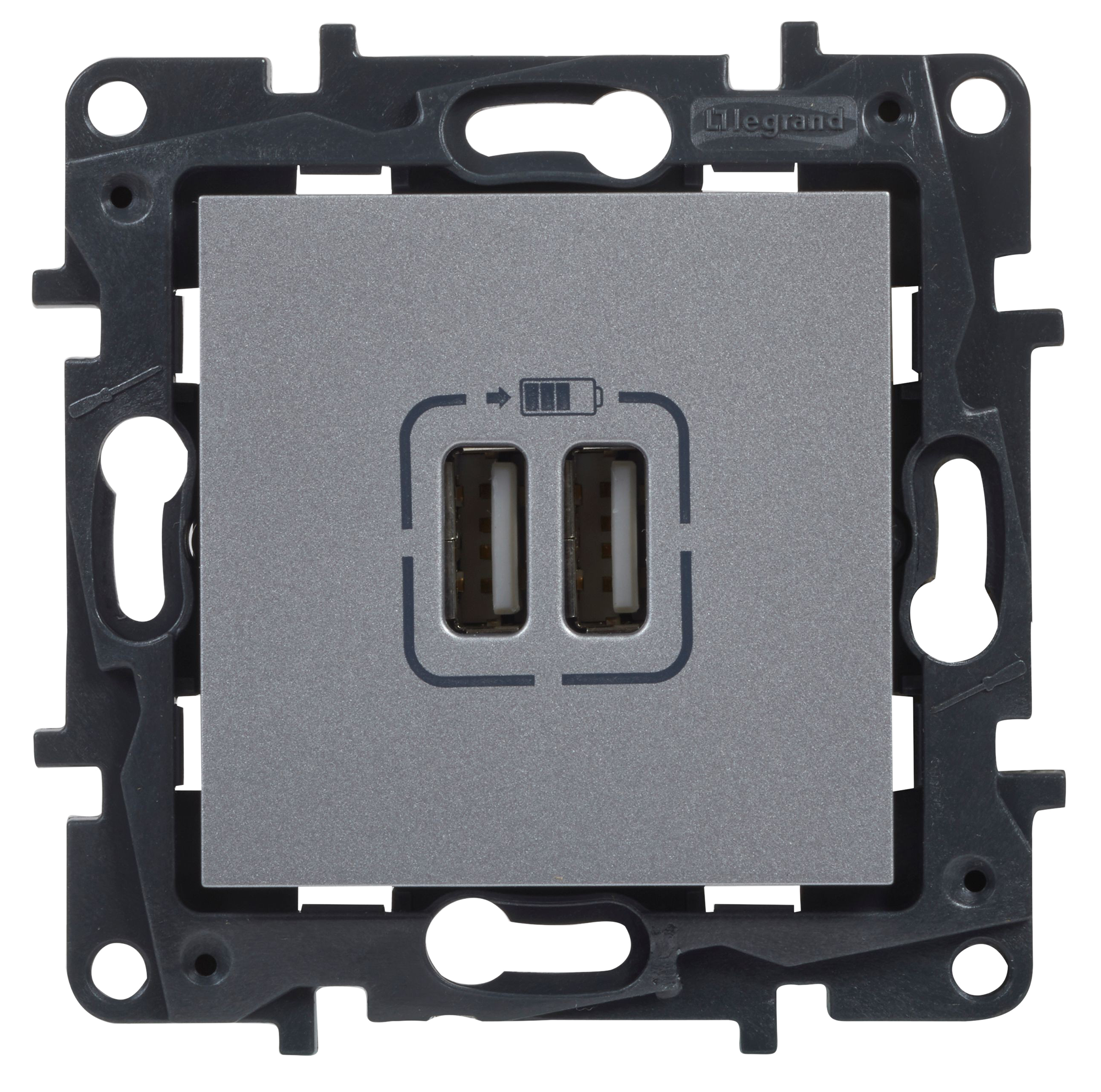 Toma usb doble legrand niloé step aluminio