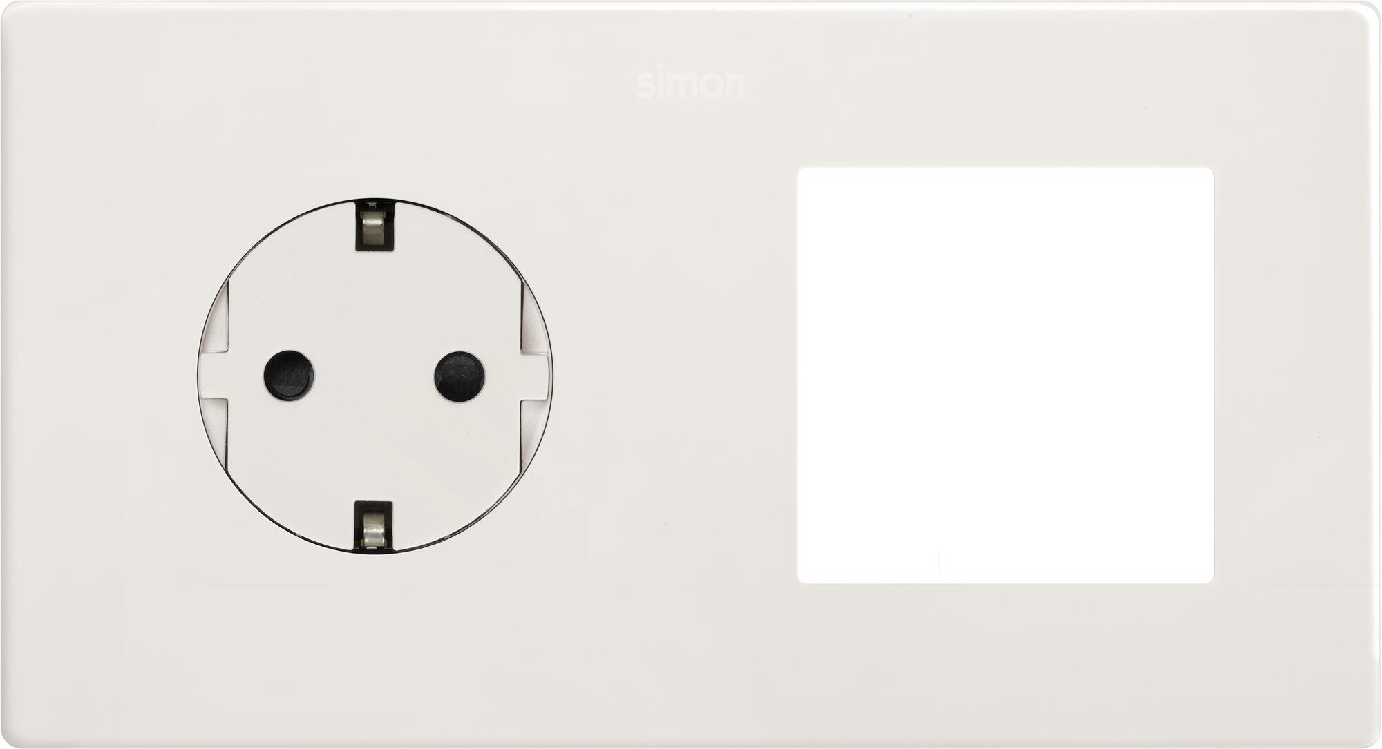 Kit enchufe clean + marco 2 módulos simon 270 blanco