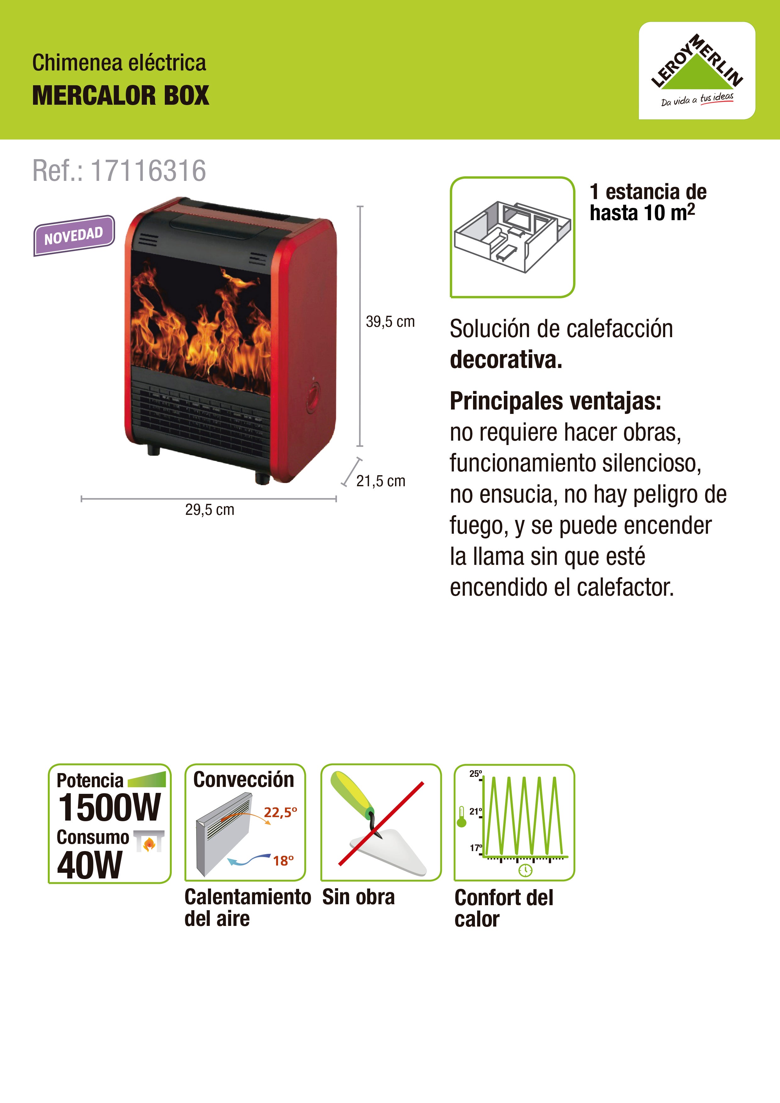 Chimenea eléctrica MERCALOR Box - 2