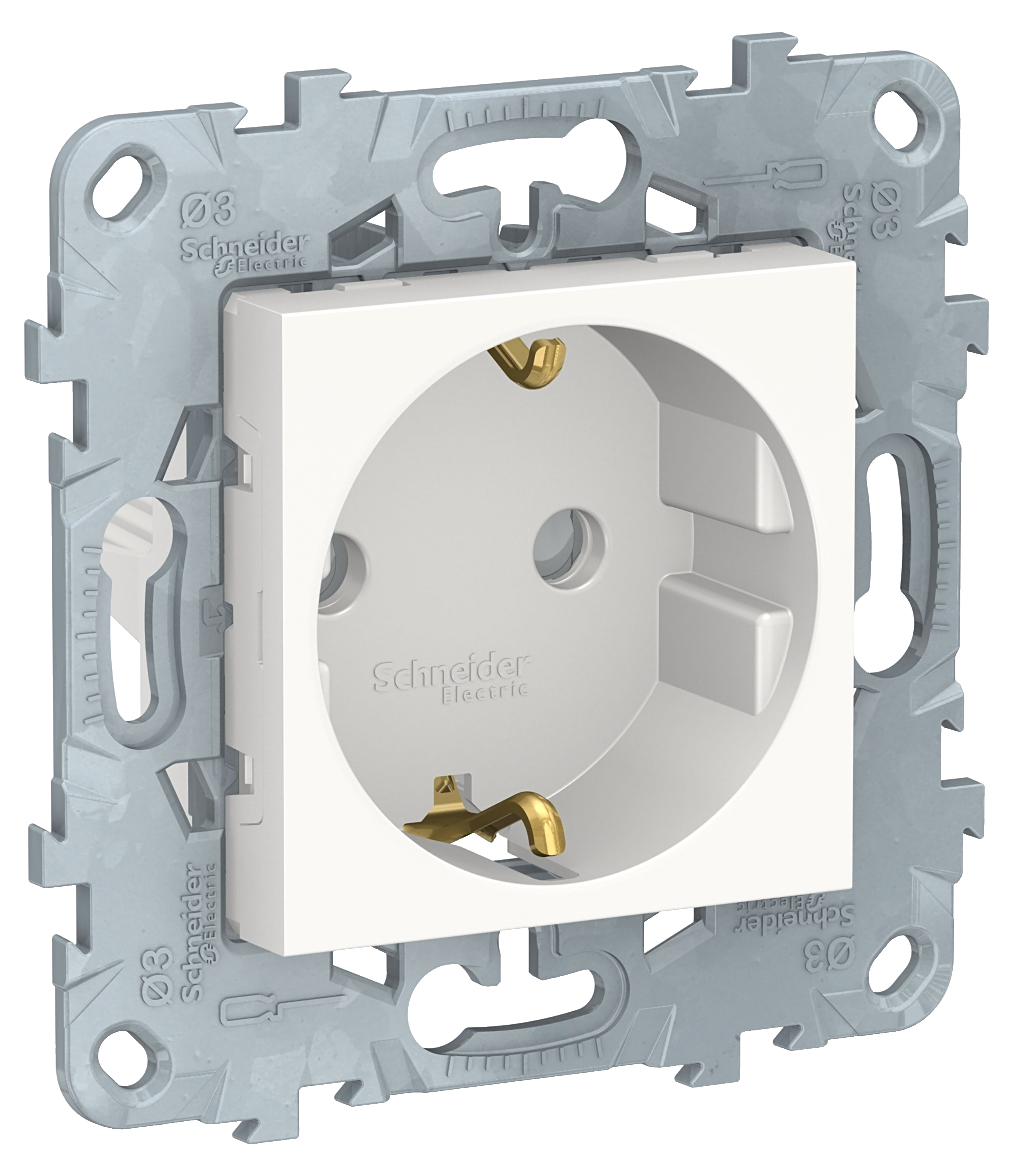 Tomada 2p+t com obturadores branco nu - 9