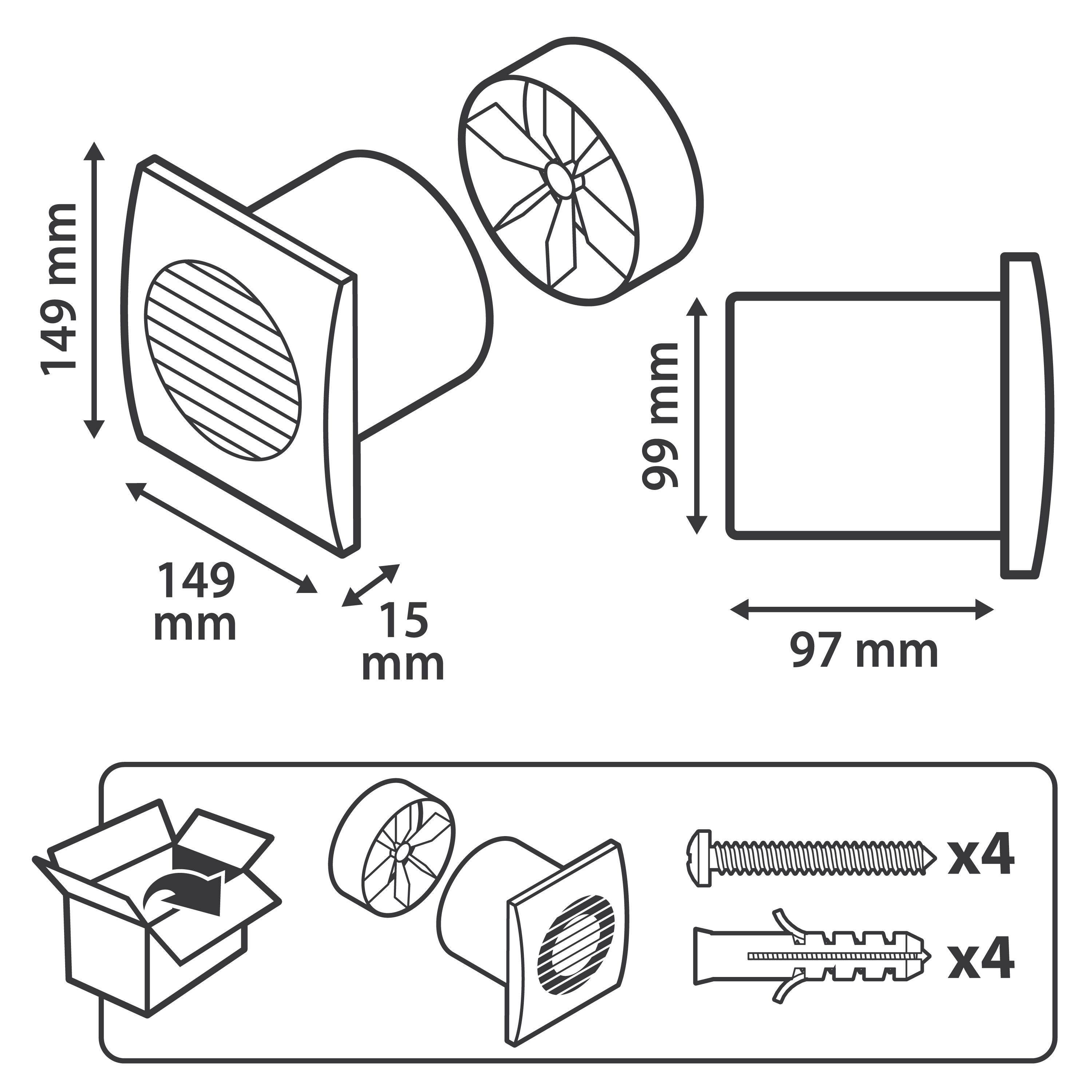 Extrator de banho EQUATION Q2 100MM - 7