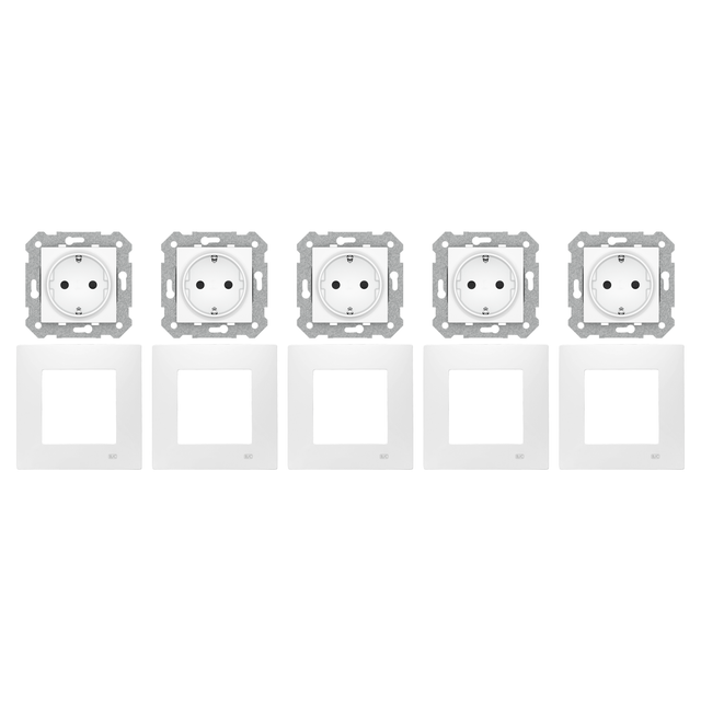 Pack de 5 enchufes con toma de tierra VIVA color blanco