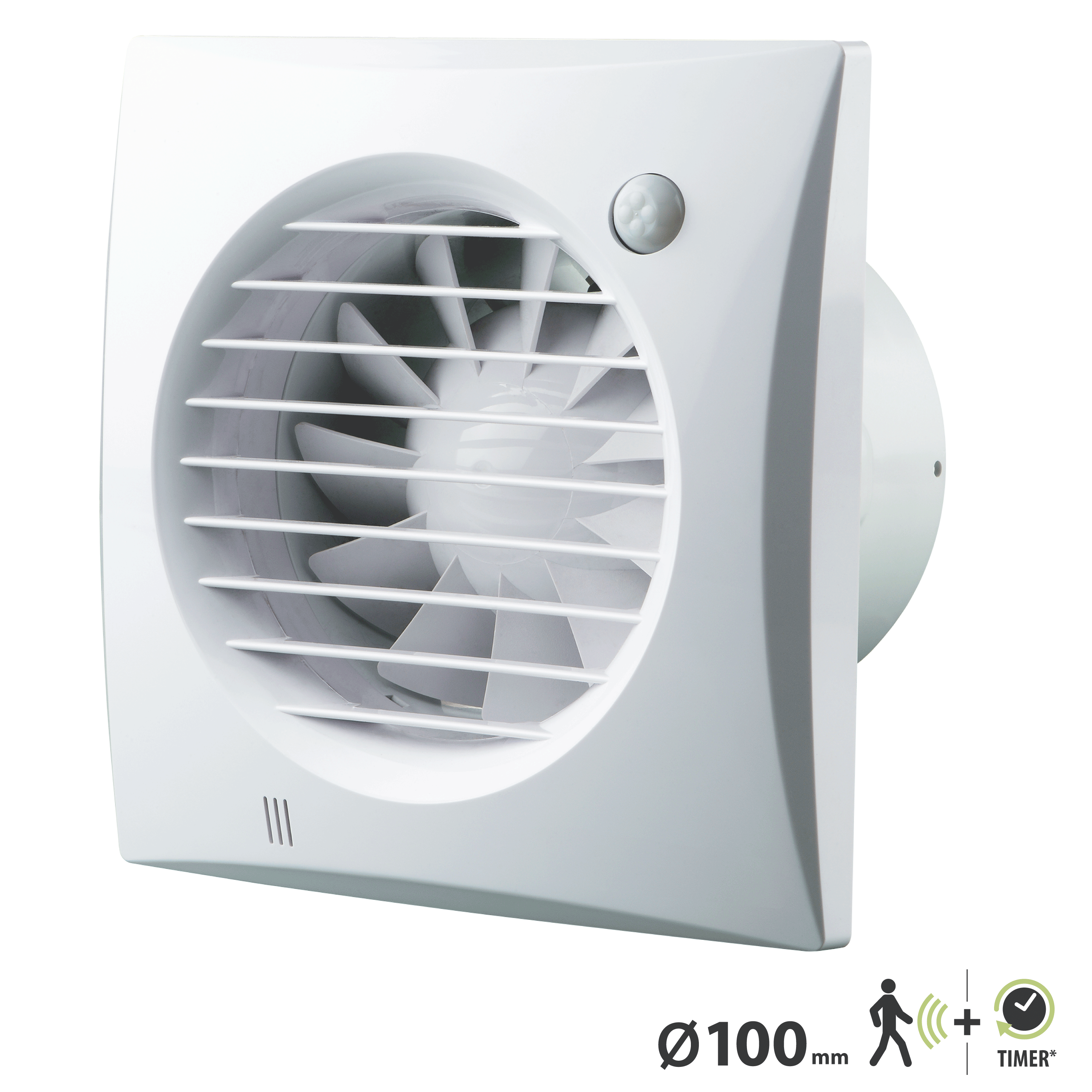 Extractor de baño axial equation silentis 100 mm hygro para techo o pared