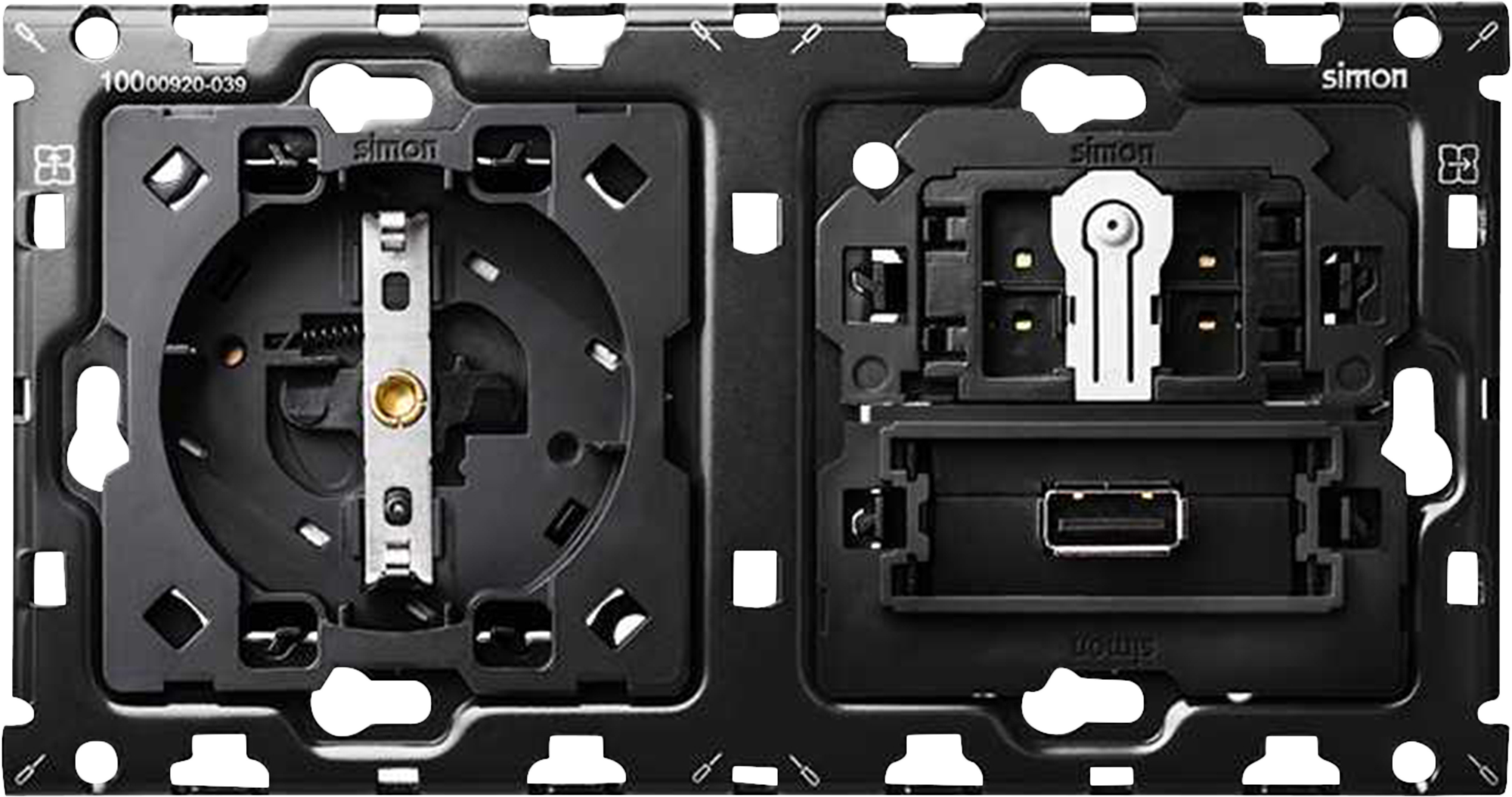 Interruptor/conmutador con usb y enchufe simon 100