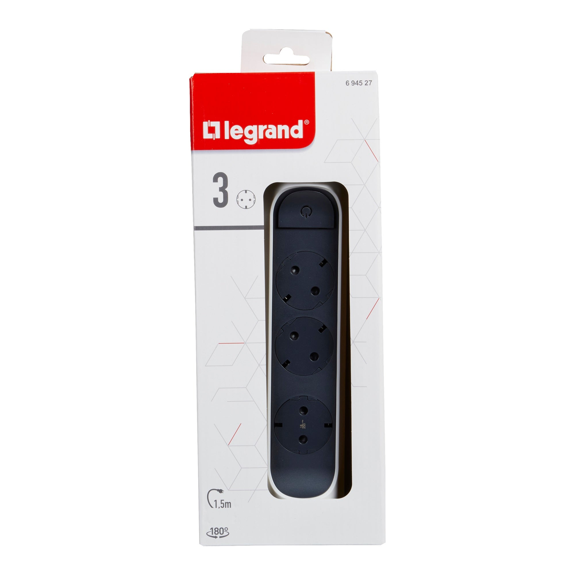 Extensão de 3 tomadas 2P+T rotativa 1.5m branco Legrand - 5