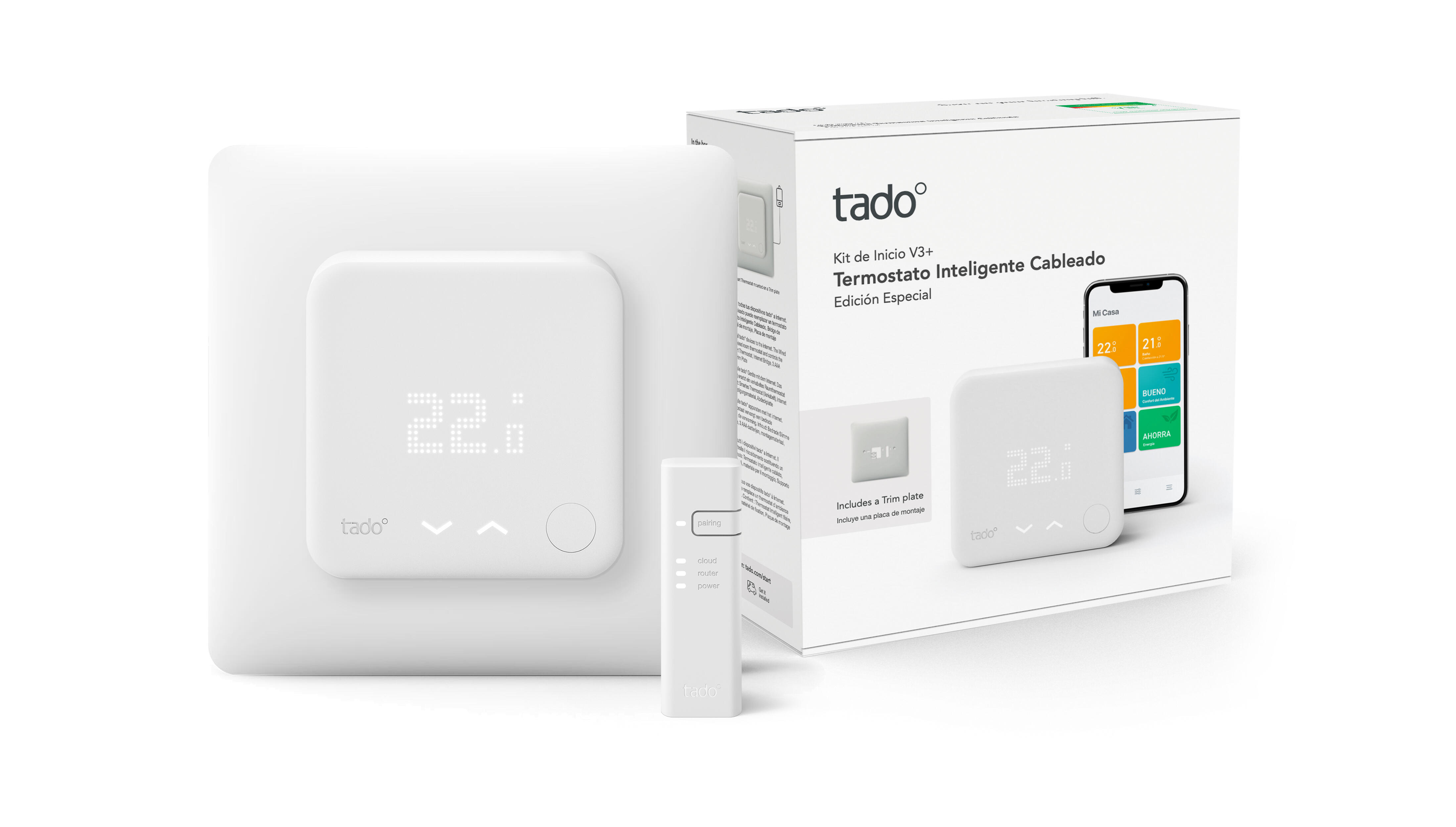 Pack termostato inteligente cableado TADO v3+ con placa decorativa - 14