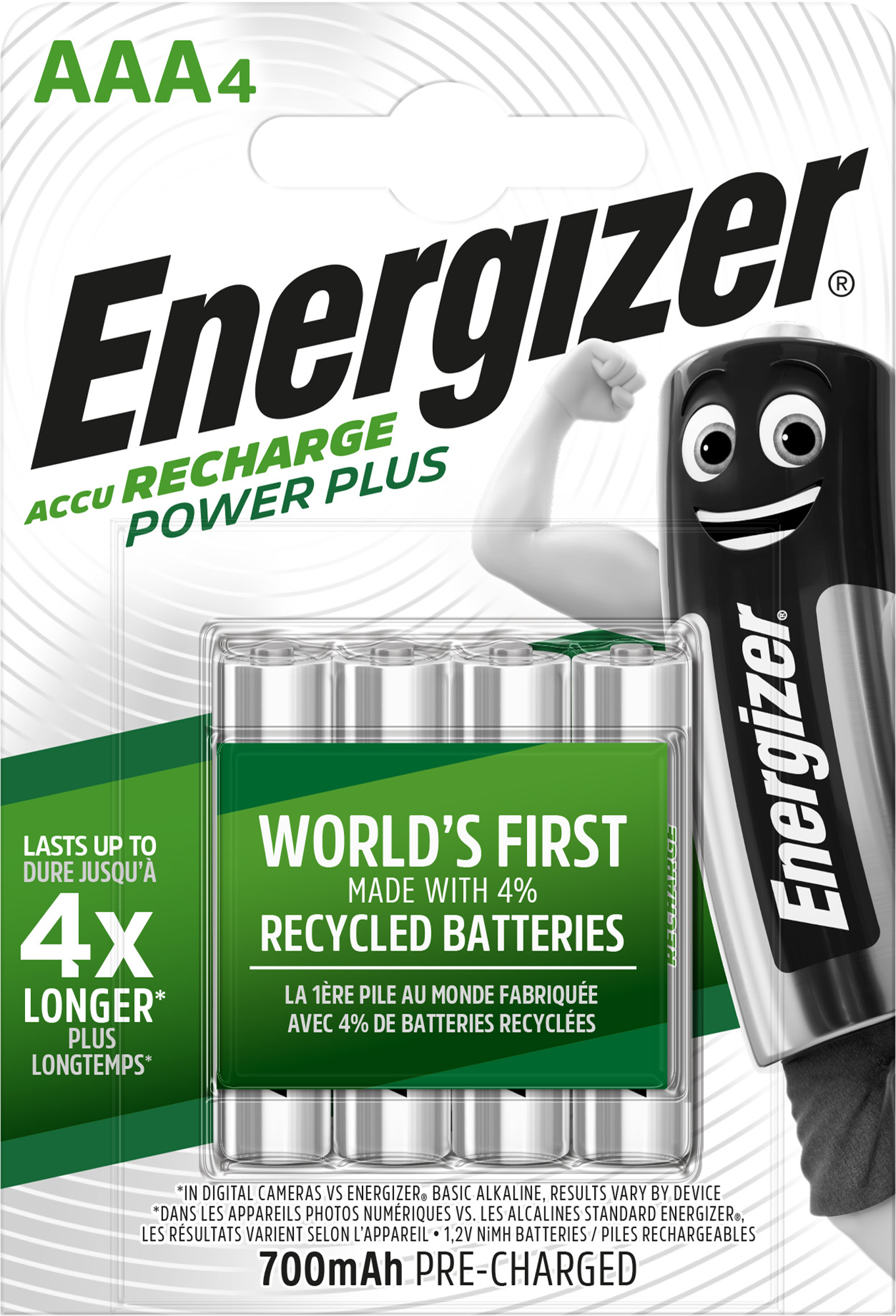 Pack de 4 pilas recargables ENERGIZER LR06 AA de 700 mAh - 3