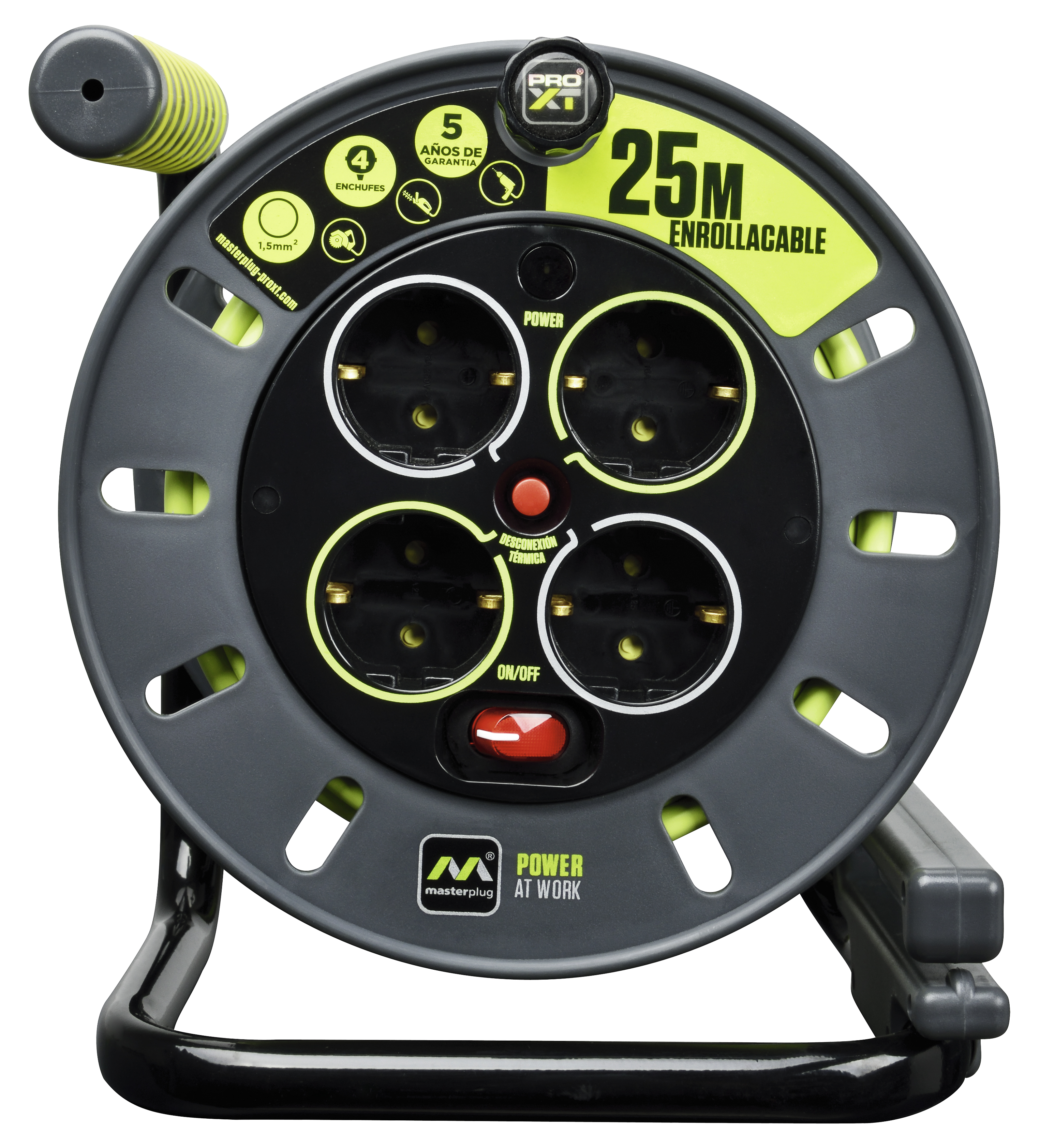 Enrollacable 25 metros 4 tomas pro - xt luceco