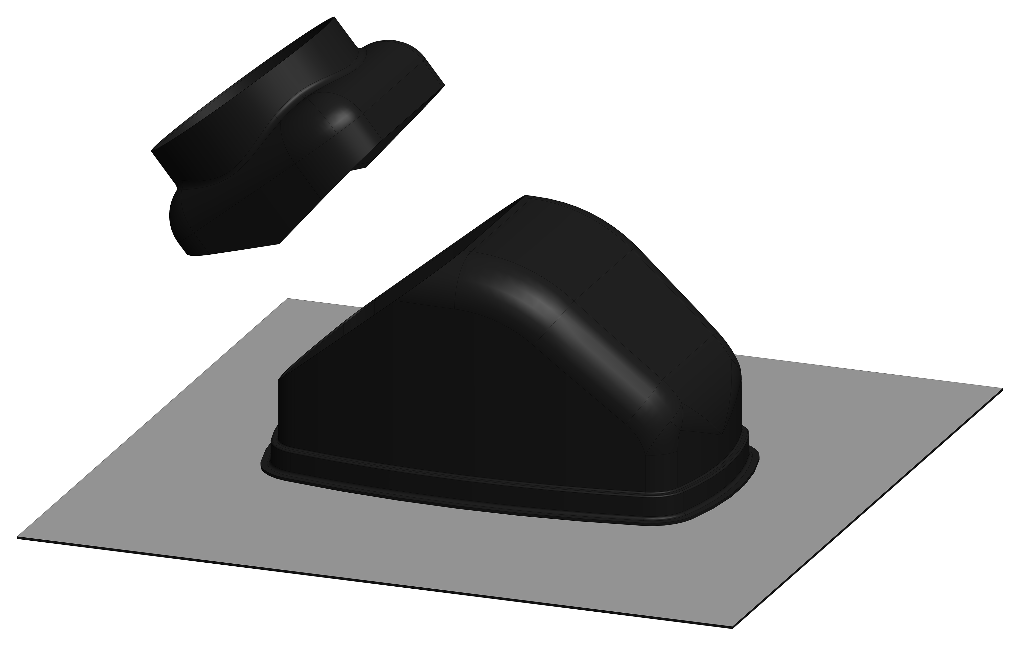 Salida techo inclinada negro pph concentric ø80