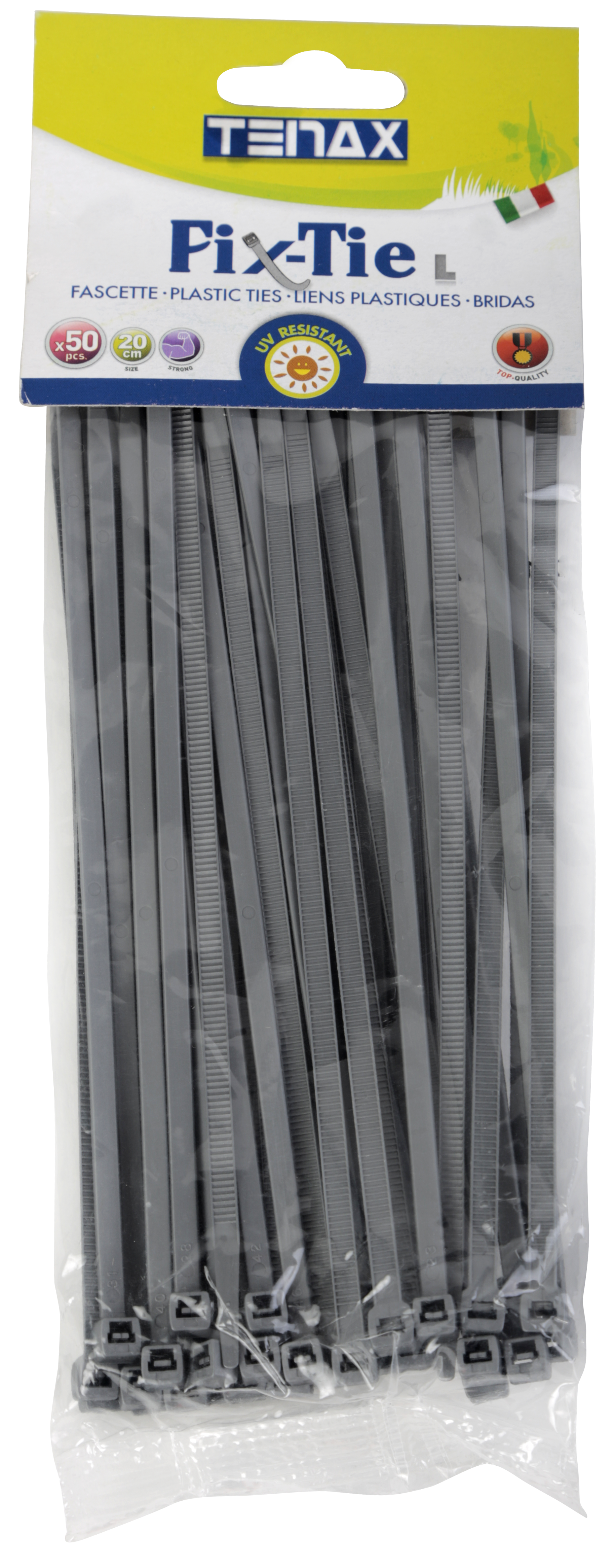 Set de 50 bridas grises TENAX 4,8x200mm para uso exterior e interior - 3