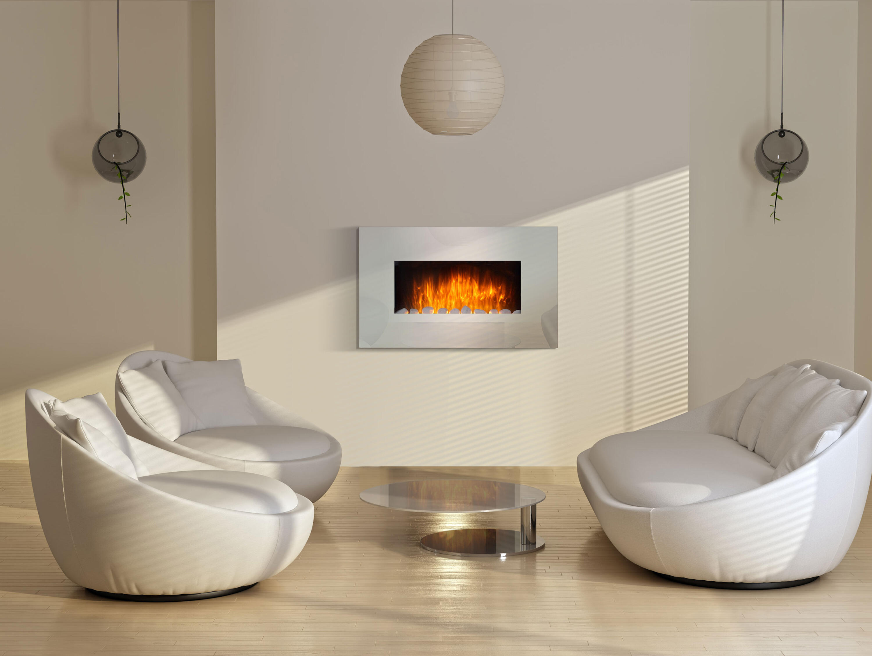 Chimenea eléctrica purline che-450 2000 w color, espejo ahumado