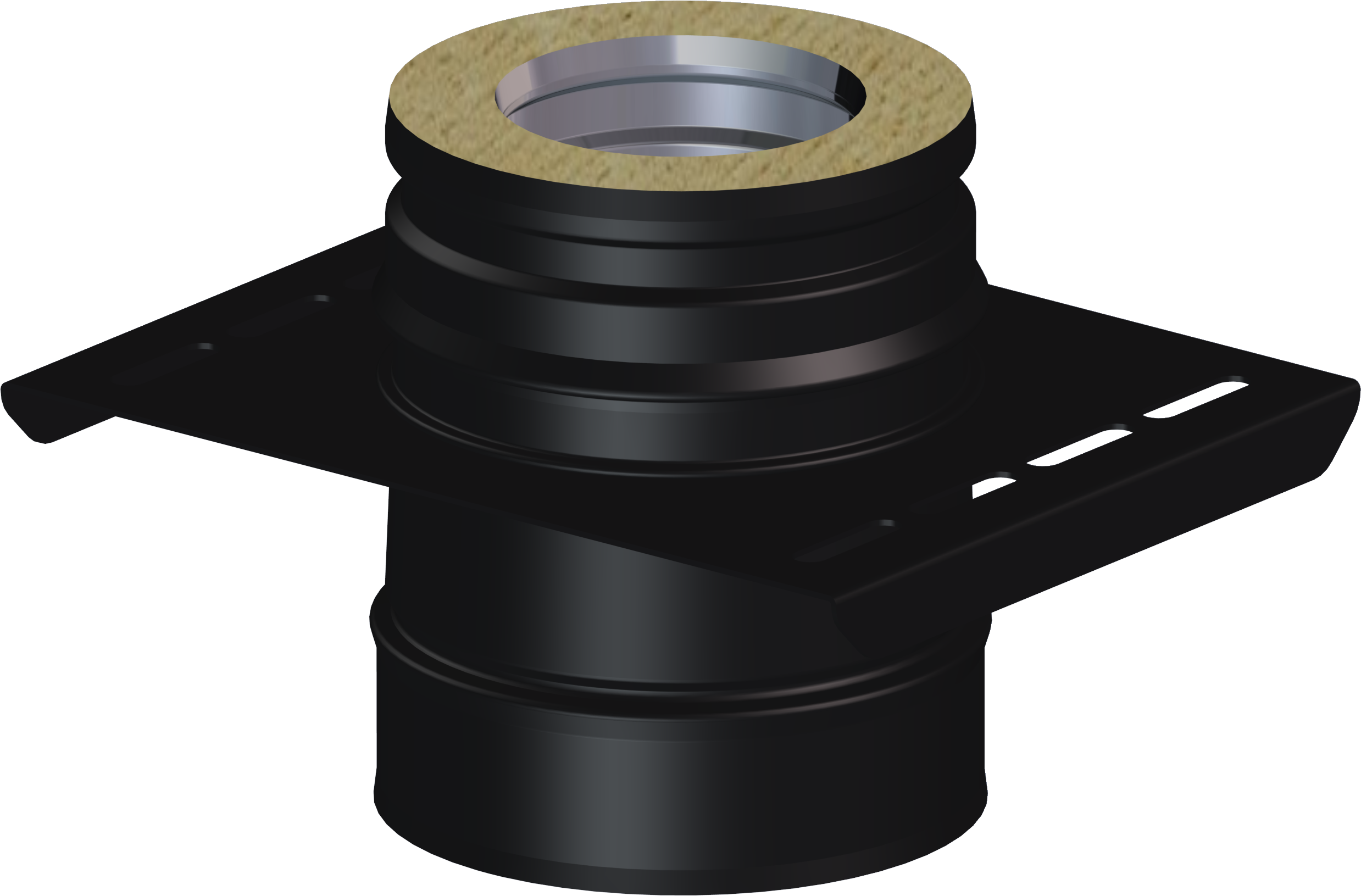Placa de anclaje en silla con carrete gama dw acabado black ø100/160 dinak