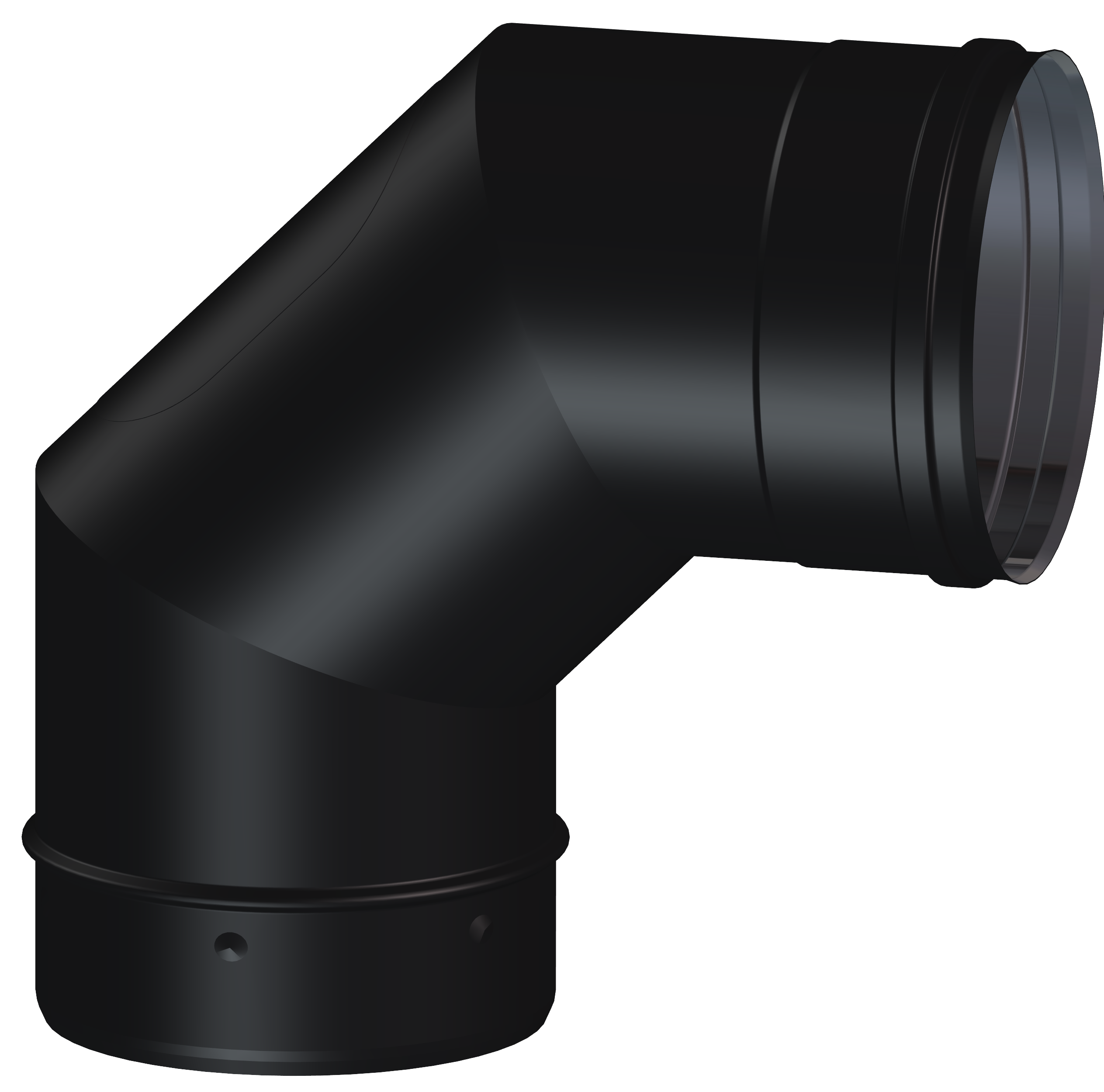 Codo 90° c/inspec. sw black ø150