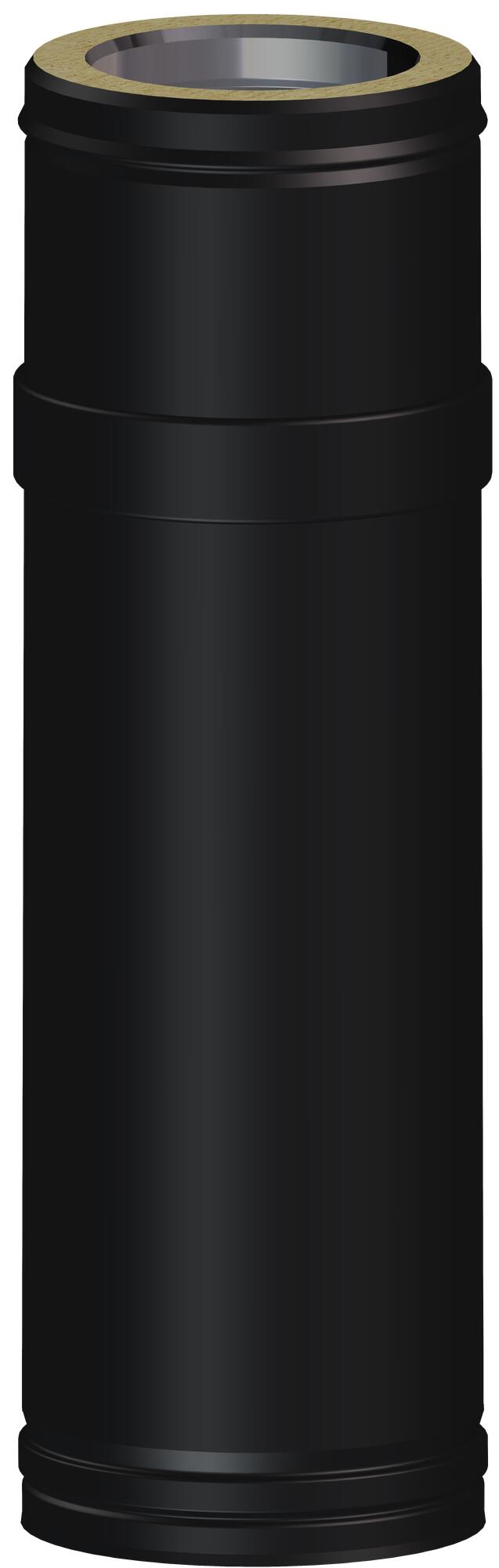 Tubo extensible para estufa de leña aislado dp 316l/glv 550-900mm ø200 negro