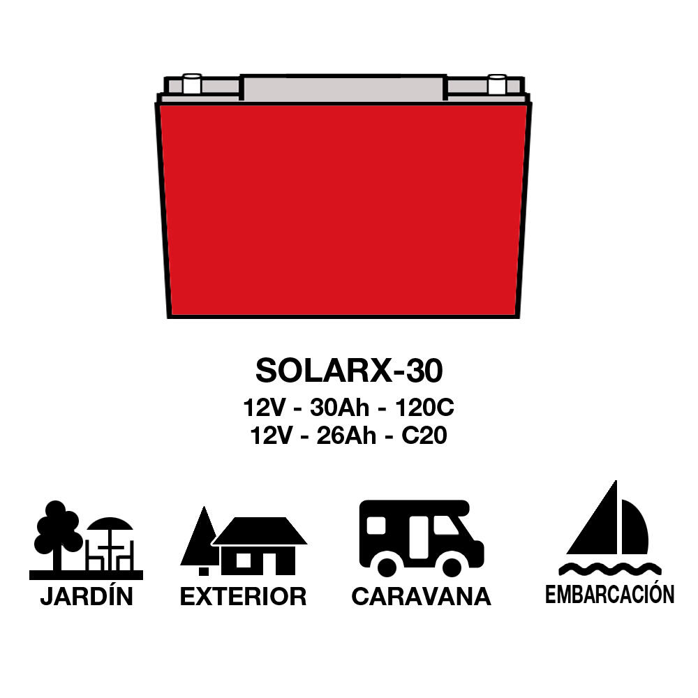 Bateria Solar SOLARX-30 XUNZEL 12V de longa duração selada e sem manutenção - 3