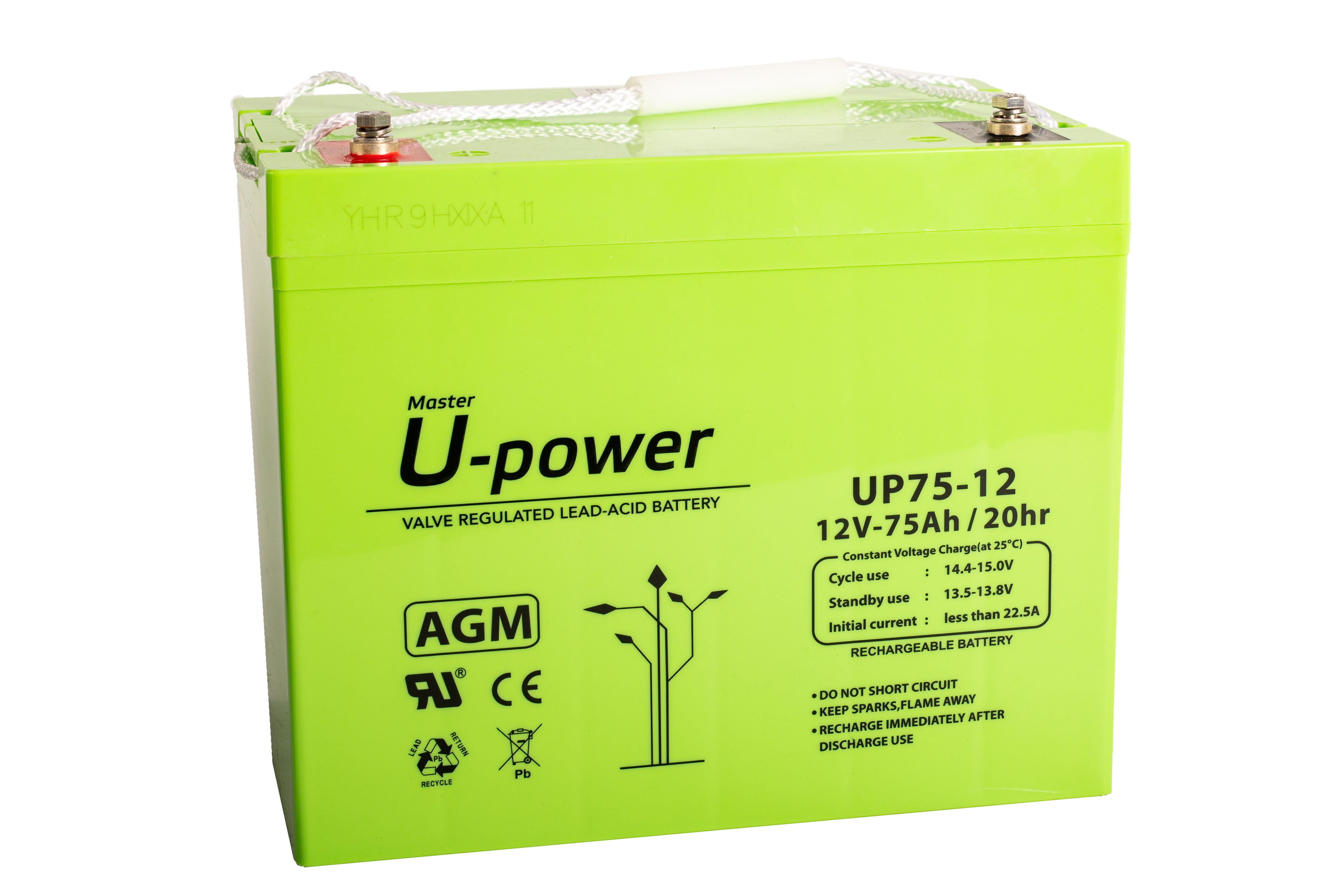 Batería solar agm u-power 12v 75ah