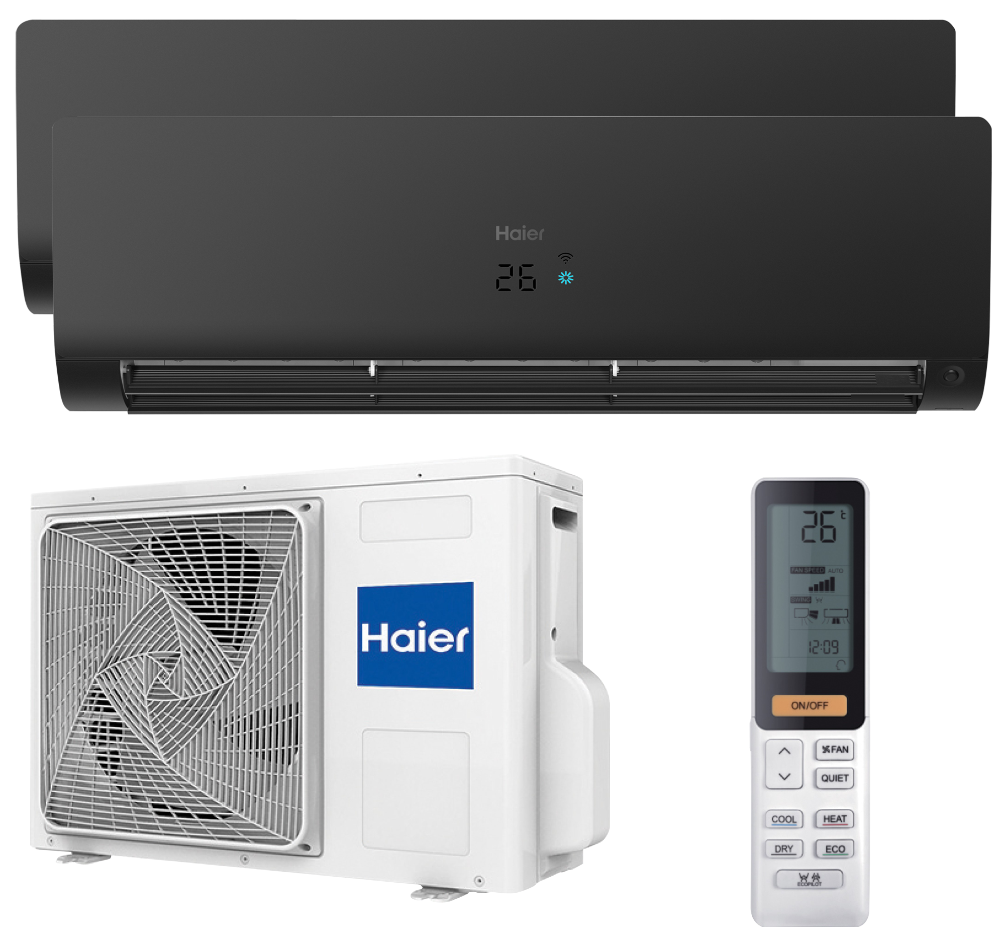 Aire acondicionado multisplit 2x1 haier flexis uv 2x3000 fg wifi negro