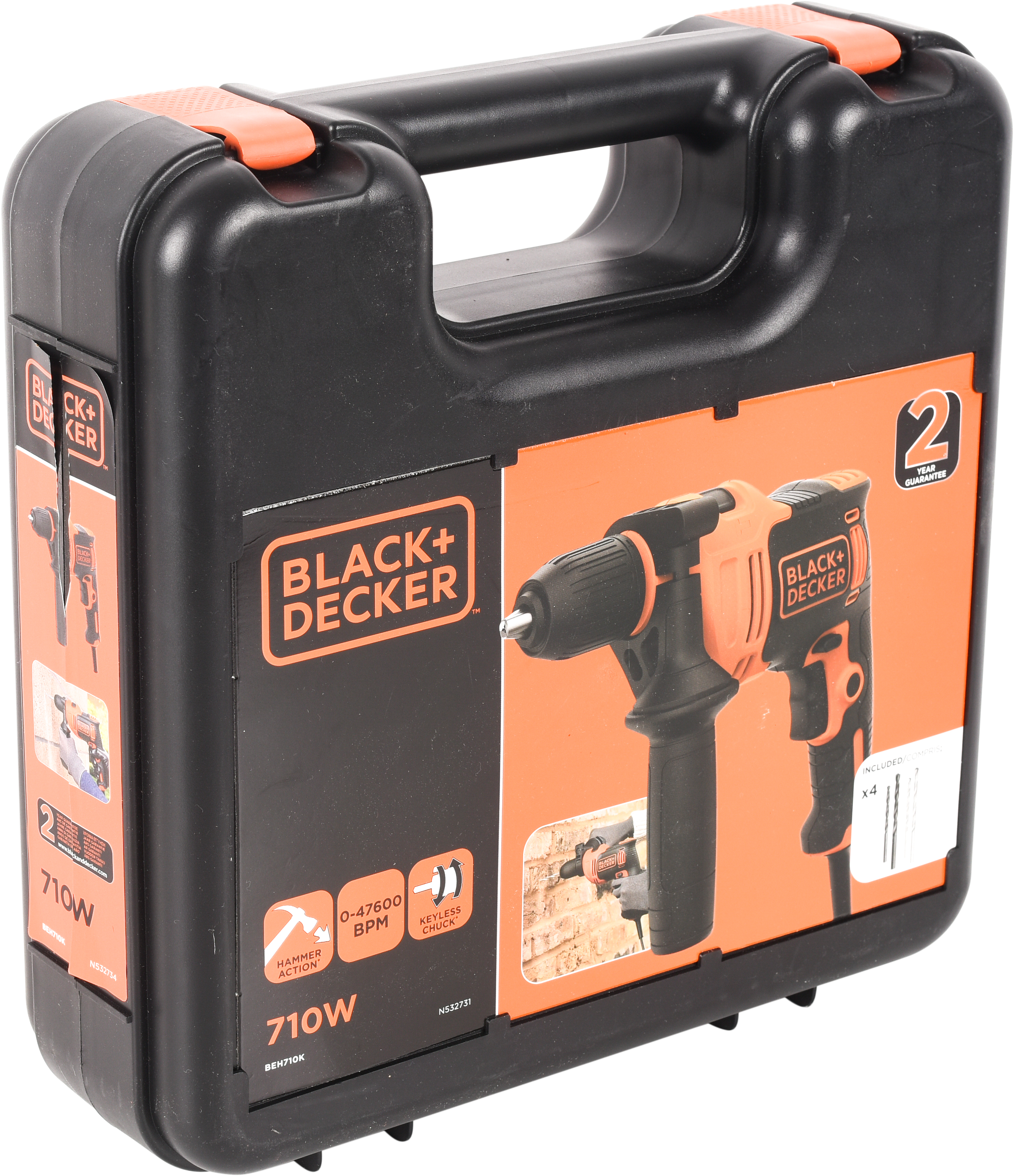 Berbequim com fio percutor 710 W + mala  Black + Decker BEH710K-QS - 28
