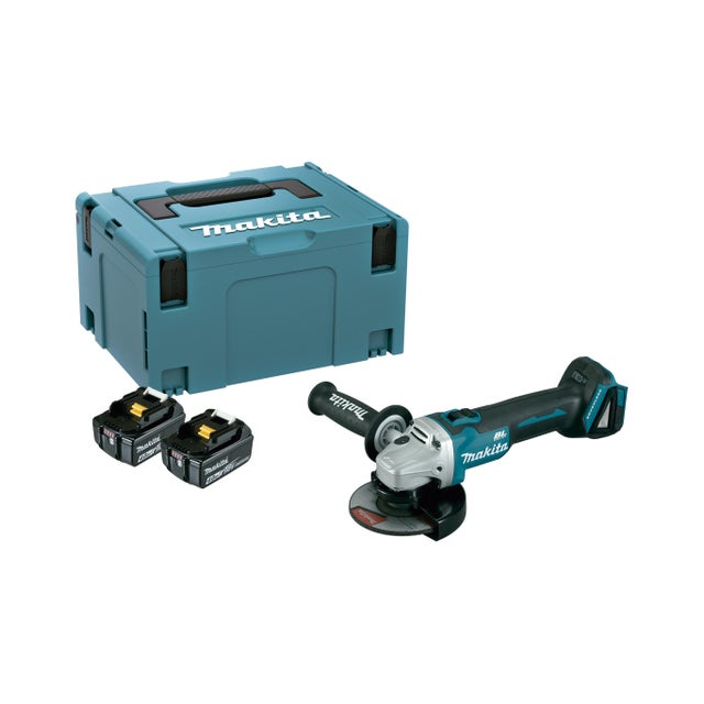 Amoladora sin cable MAKITA Dga504Rmj 18v disco de 125mm, 2 baterías 4 Ah + malet