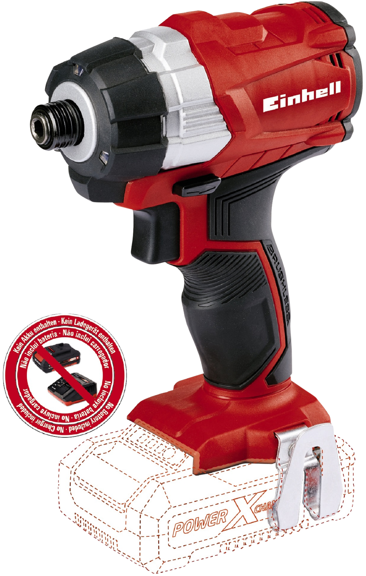 Atornillador de impacto brushless 180nm einhell te-ci 18, sin batería y cargador