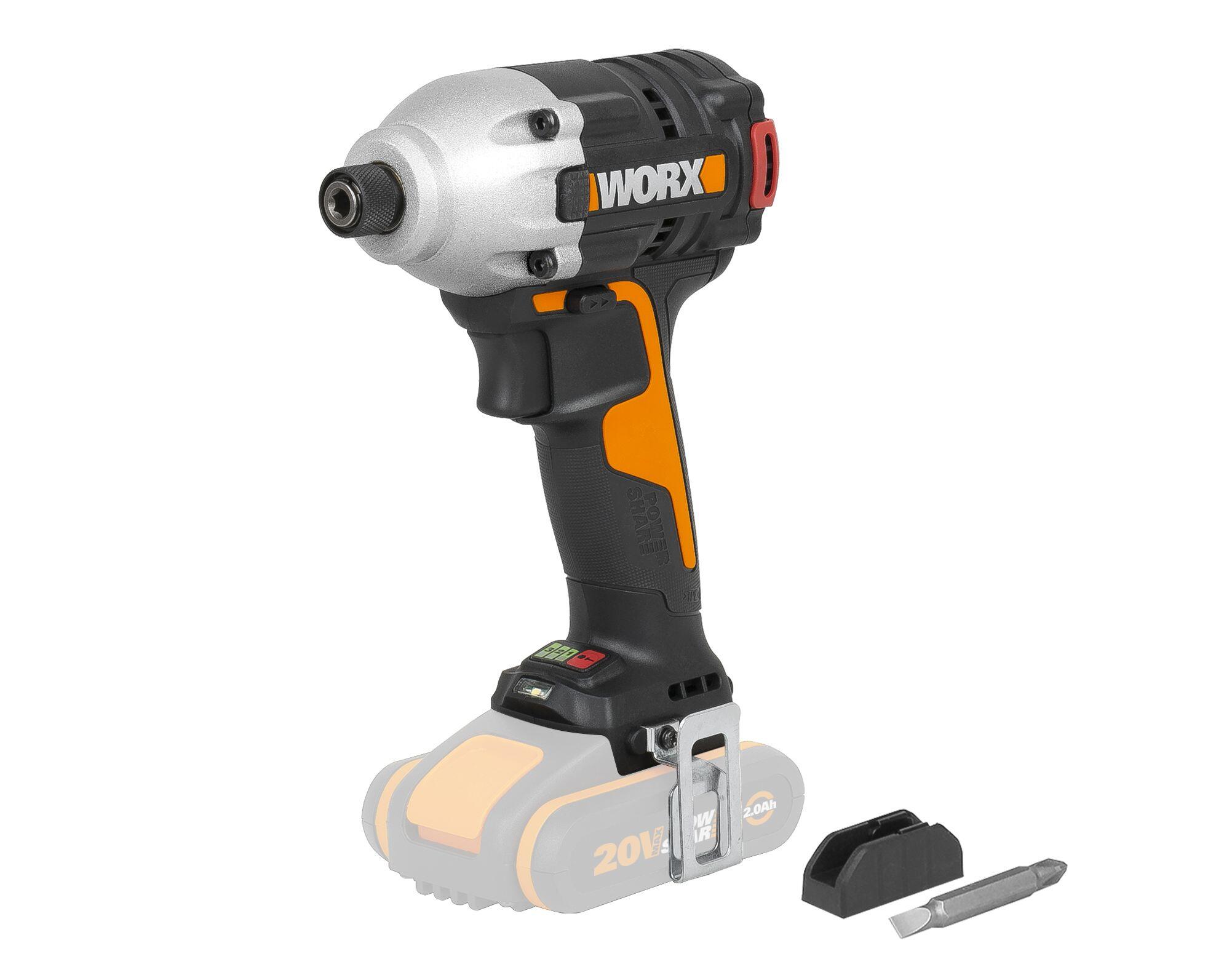 Atornillador de impacto brushless worx wx261.9 220nm 20v sin batería ni cargador
