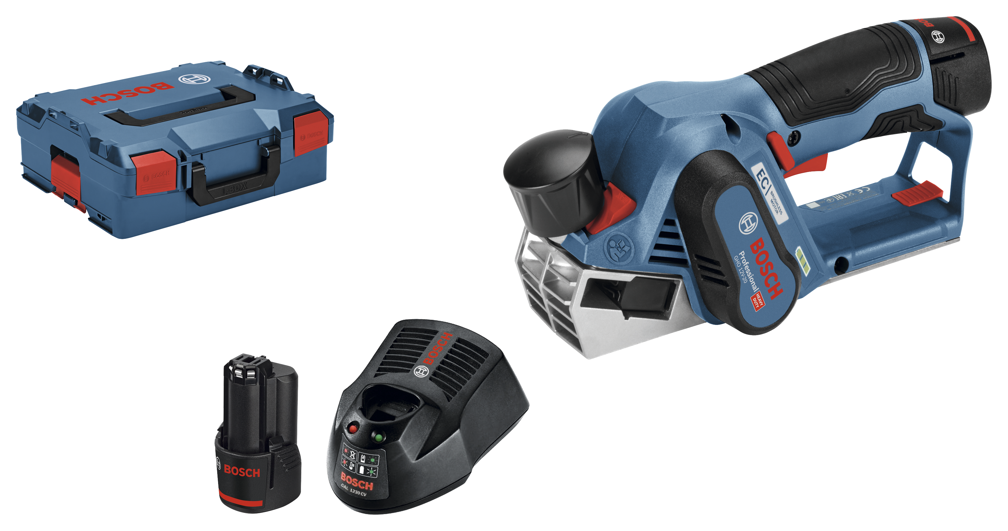 Cepillo a batería bosch professional gho 12v-20 con 2 baterías de 3 ah