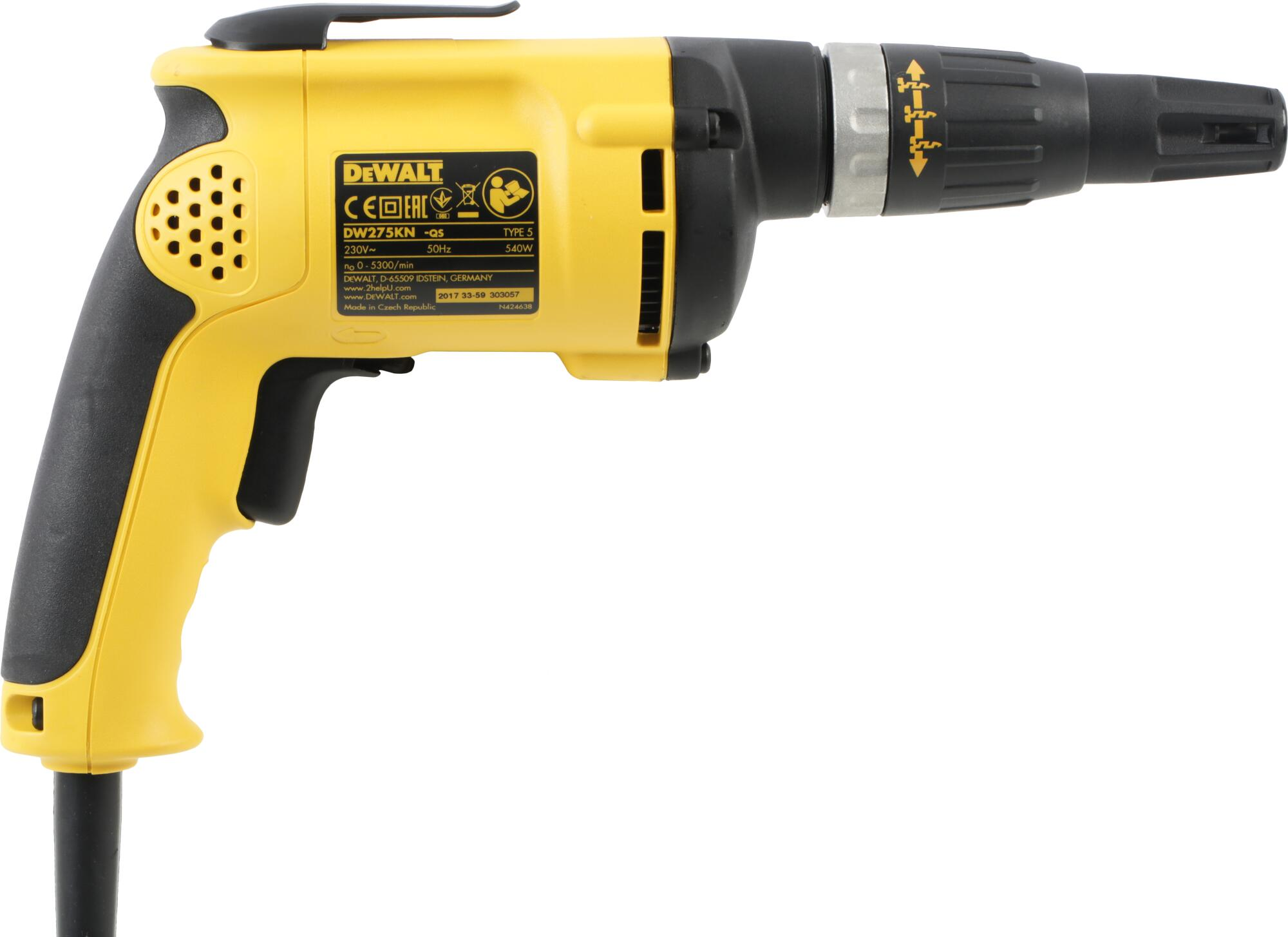 Atornillador placa yeso dewalt 275kn 540w 5.300 rpm