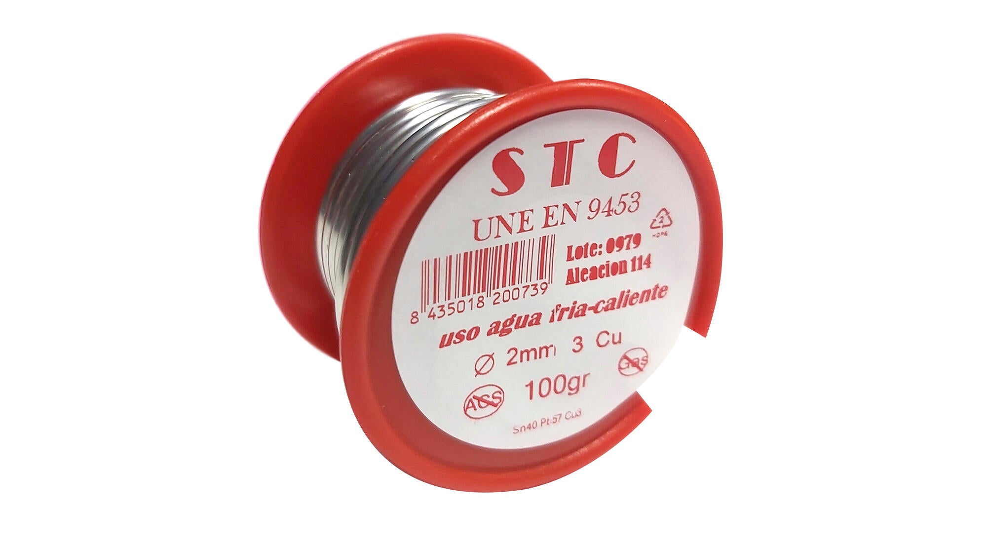 Rollo de estaño cobre 3% 100gr al-114