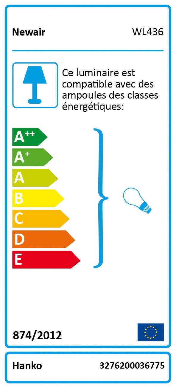 Applique E27, fer / verre, blanc, Hank - 8