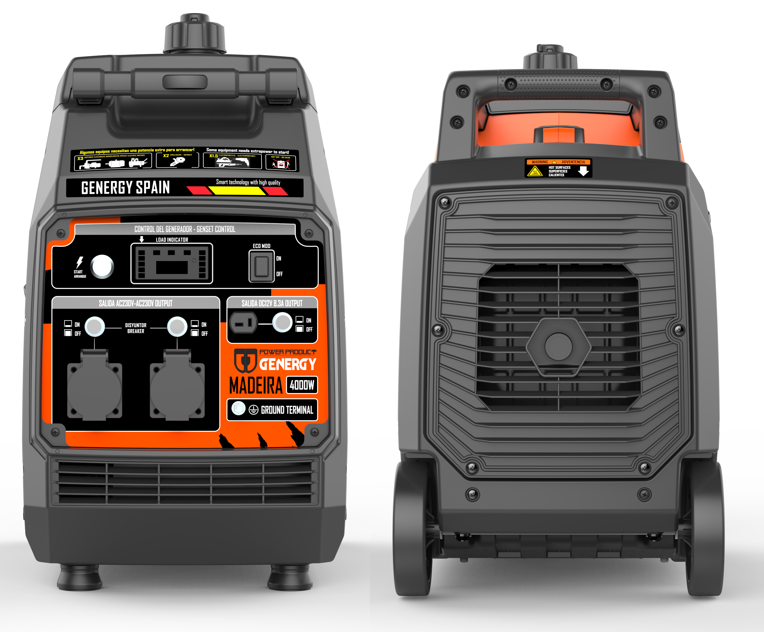 Gerador inverter a gasolina arranque elétrico 4000/3600 W Genergy Madeira - 7