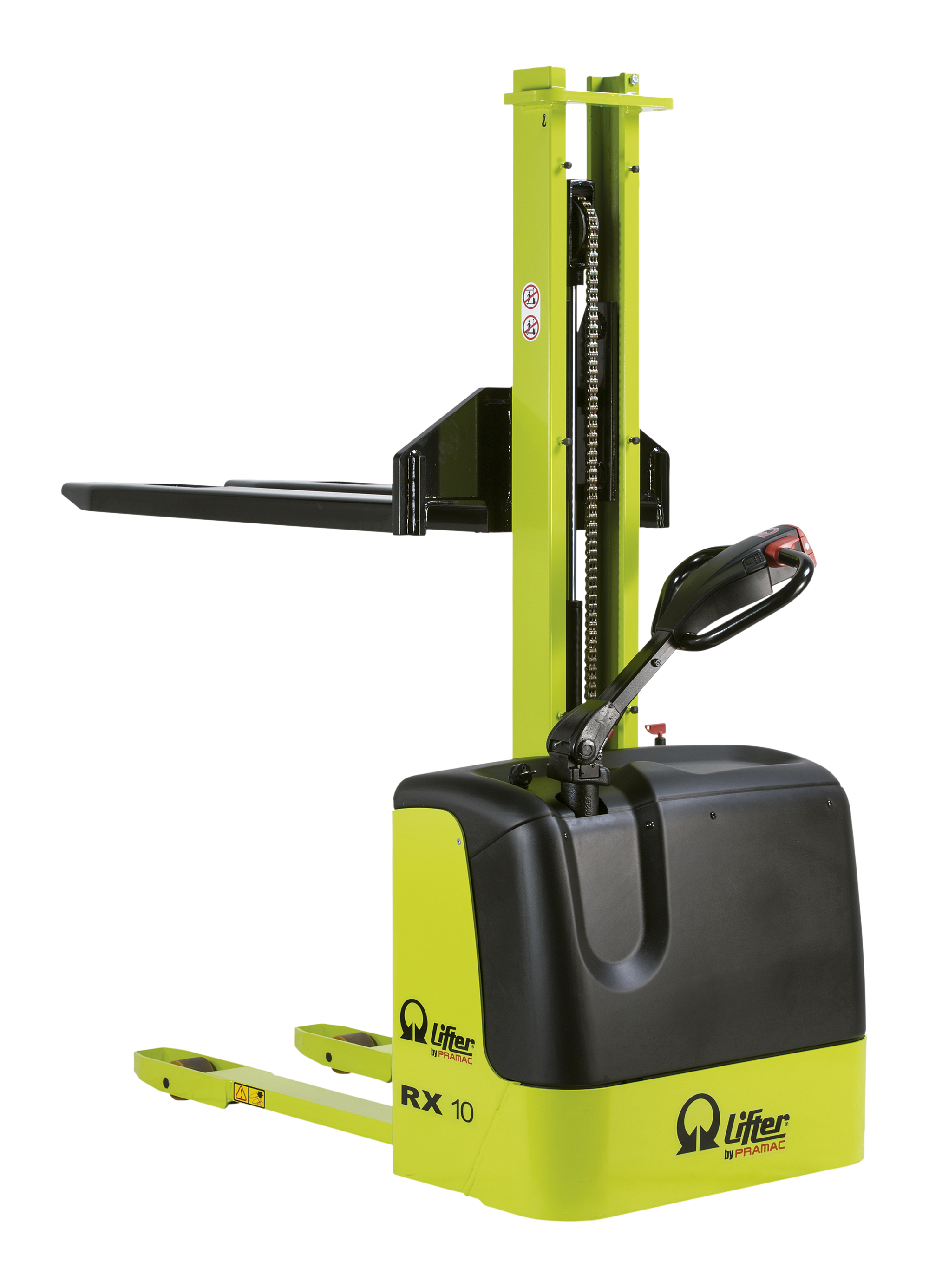 Apilador eléctrico rx 10/16, elevación 1.600 mm, 1.000 kg, batería 2x12v/70 ah