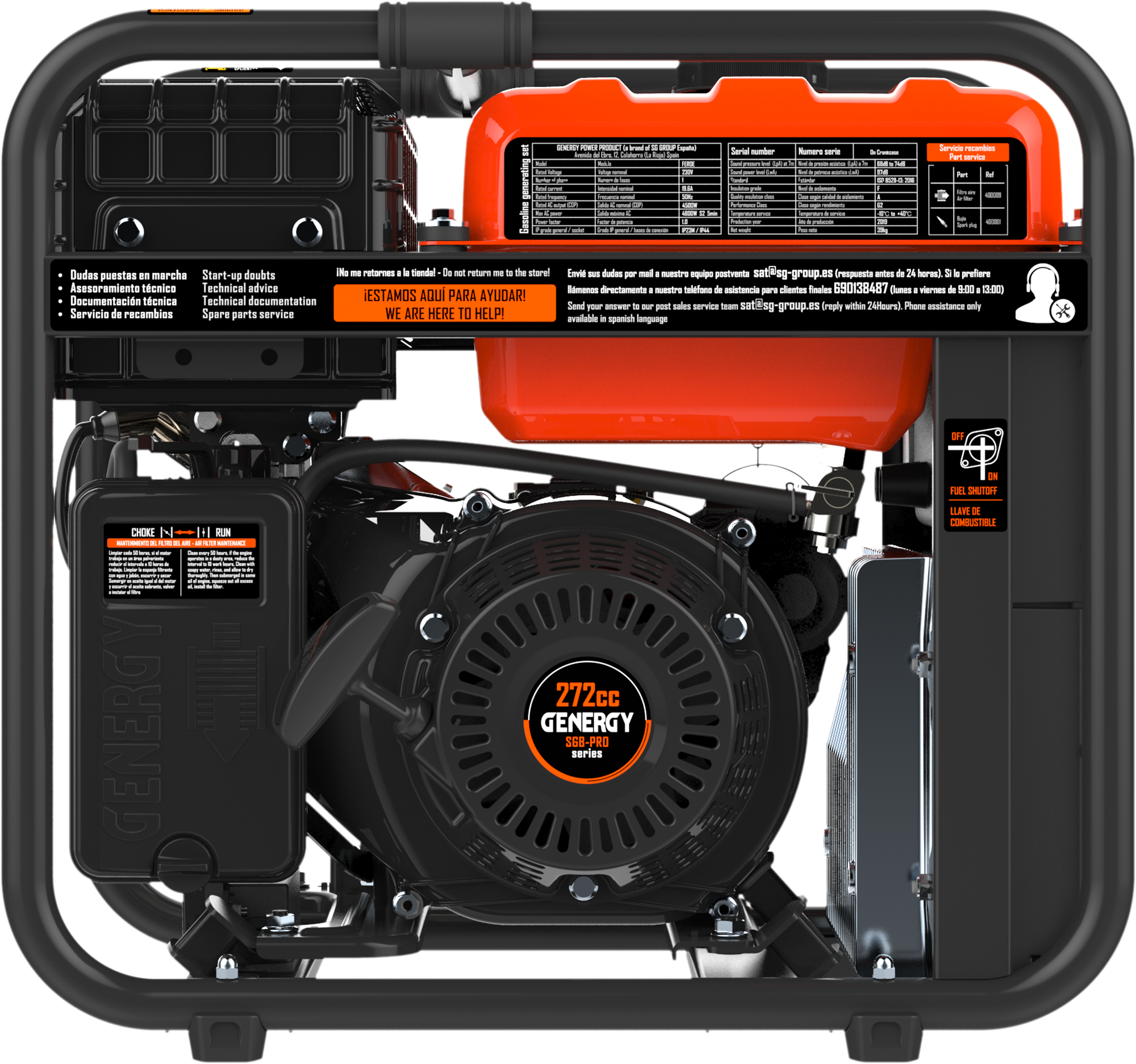 Gerador inverter a gasolina arranque elétrico 4800W/4200W Genergy Feroe - 12