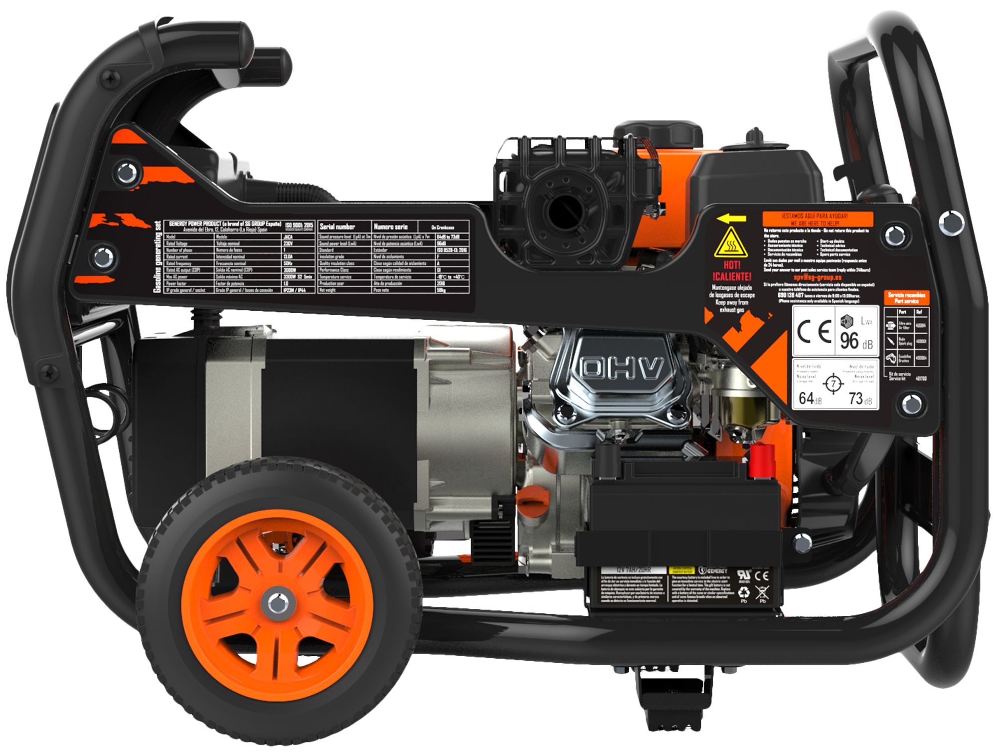 Gerador a gasolina com AVR arranque elétrico 3300W/3000W Genergy Jaca - 2