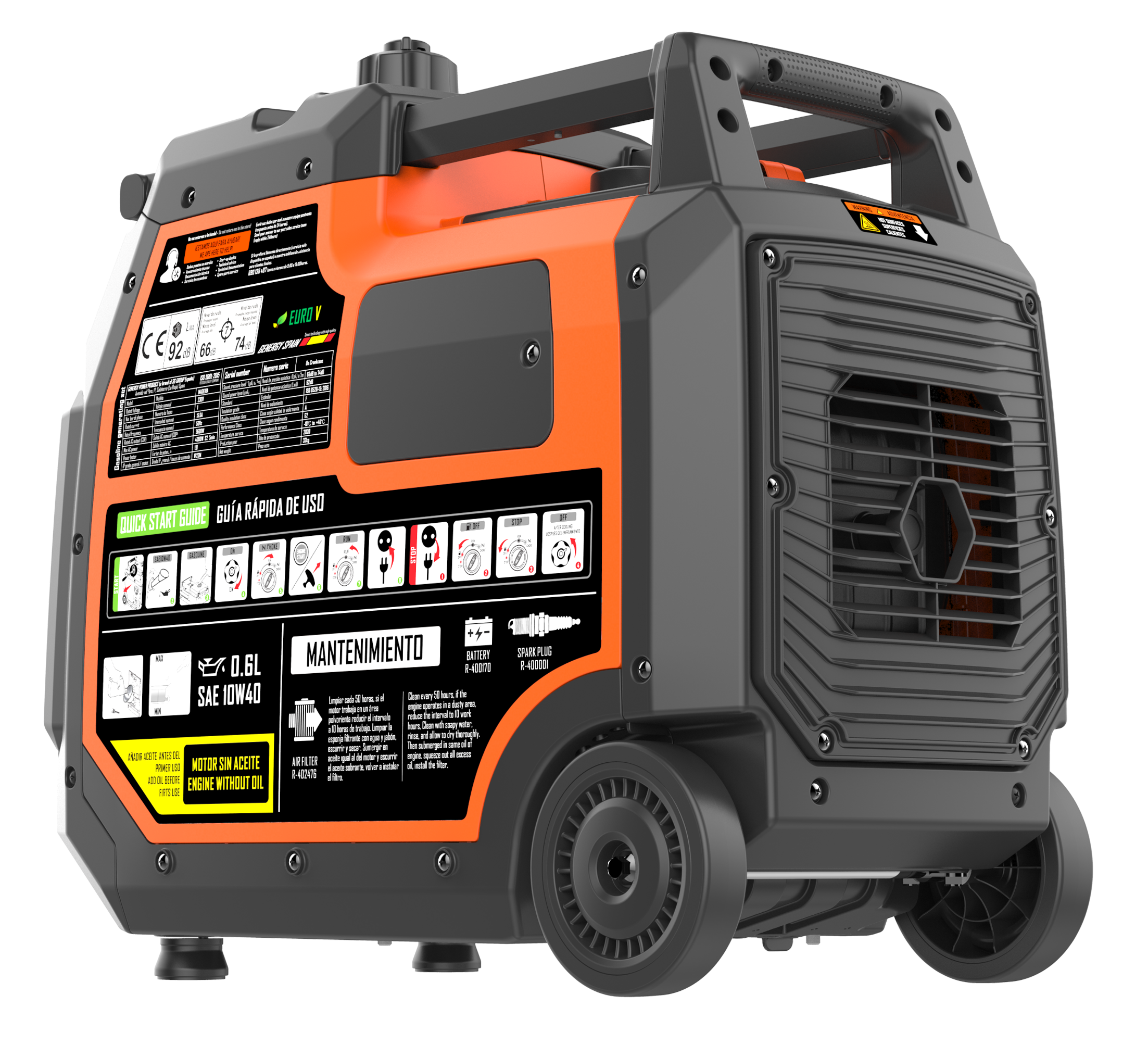 Gerador inverter a gasolina arranque elétrico 4000/3600 W Genergy Madeira - 3