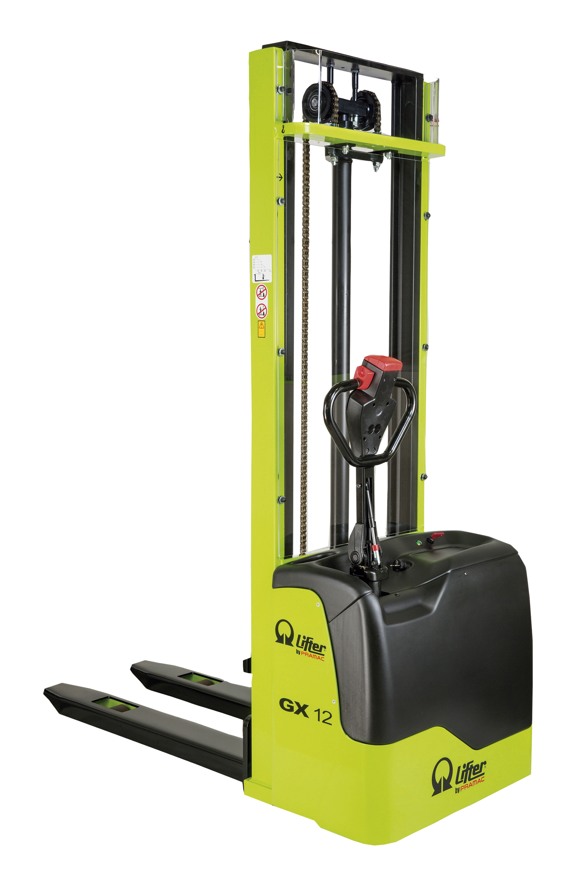 Apilador eléctrico gx12/29, elevación 2.900 mm, 1.200 kg, batería 2x12v/85 ah