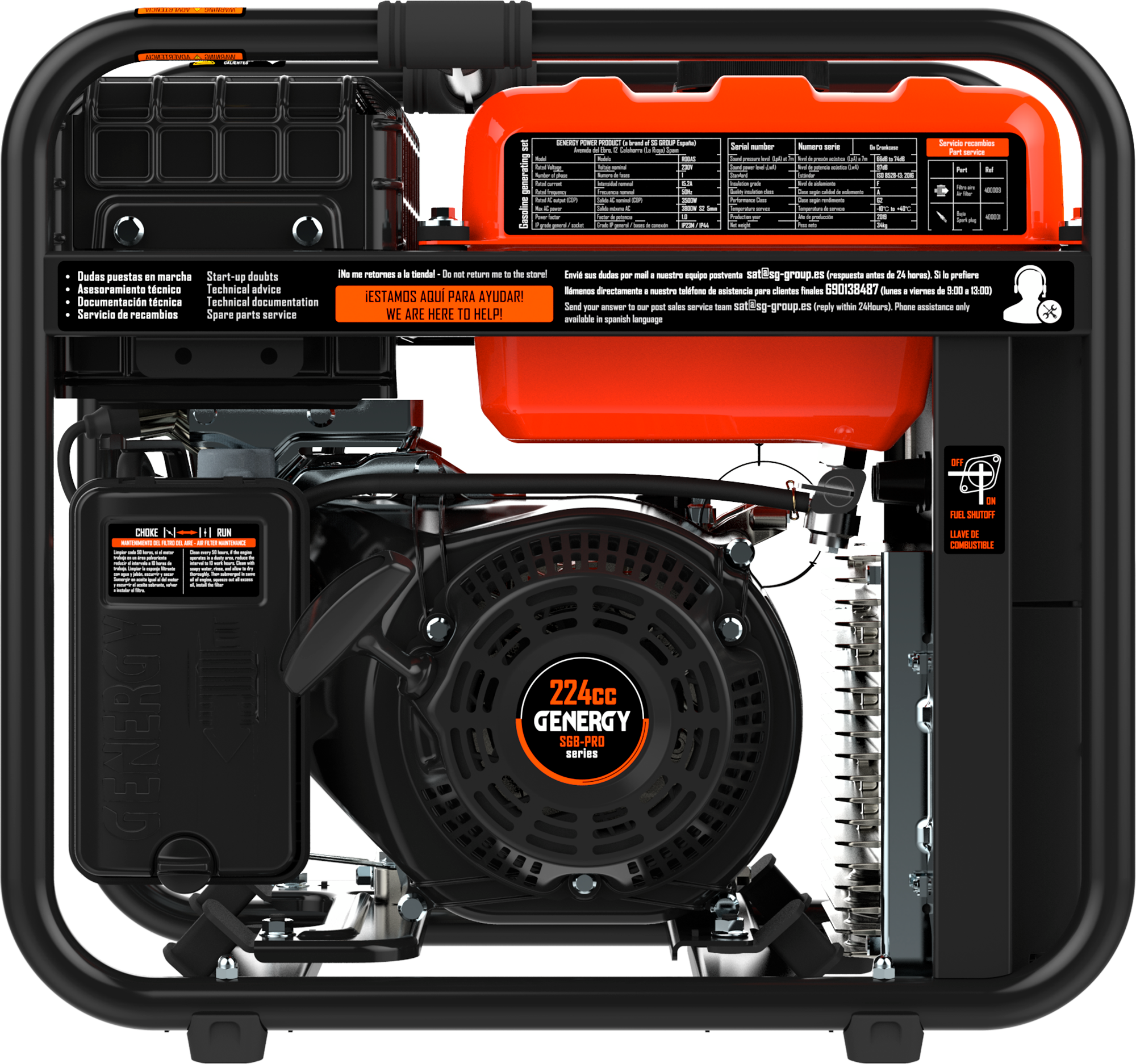 Gerador inverter a gasolina arranque elétrico 3800W/3500W Genergy Rodas - 12
