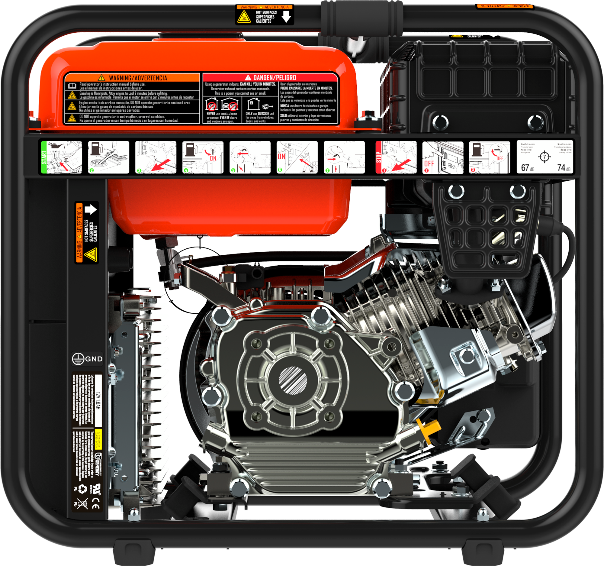 Gerador inverter a gasolina arranque elétrico 3800W/3500W Genergy Rodas - 11