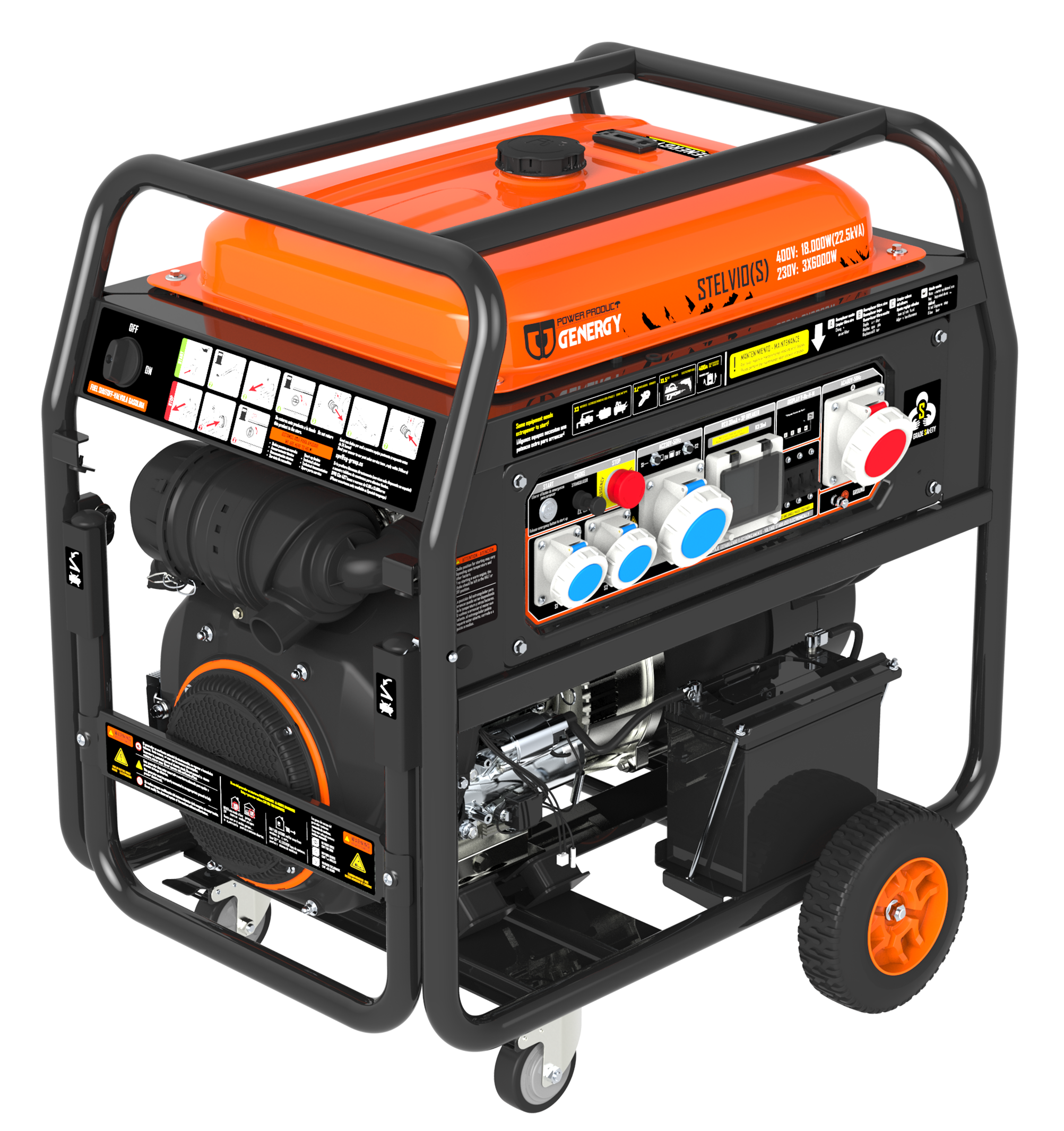Genergy  Generador Gasolina Stelvio 380V, 22,5/21Kvas, Avr, Arranque Electrico. , Leroy Merlin