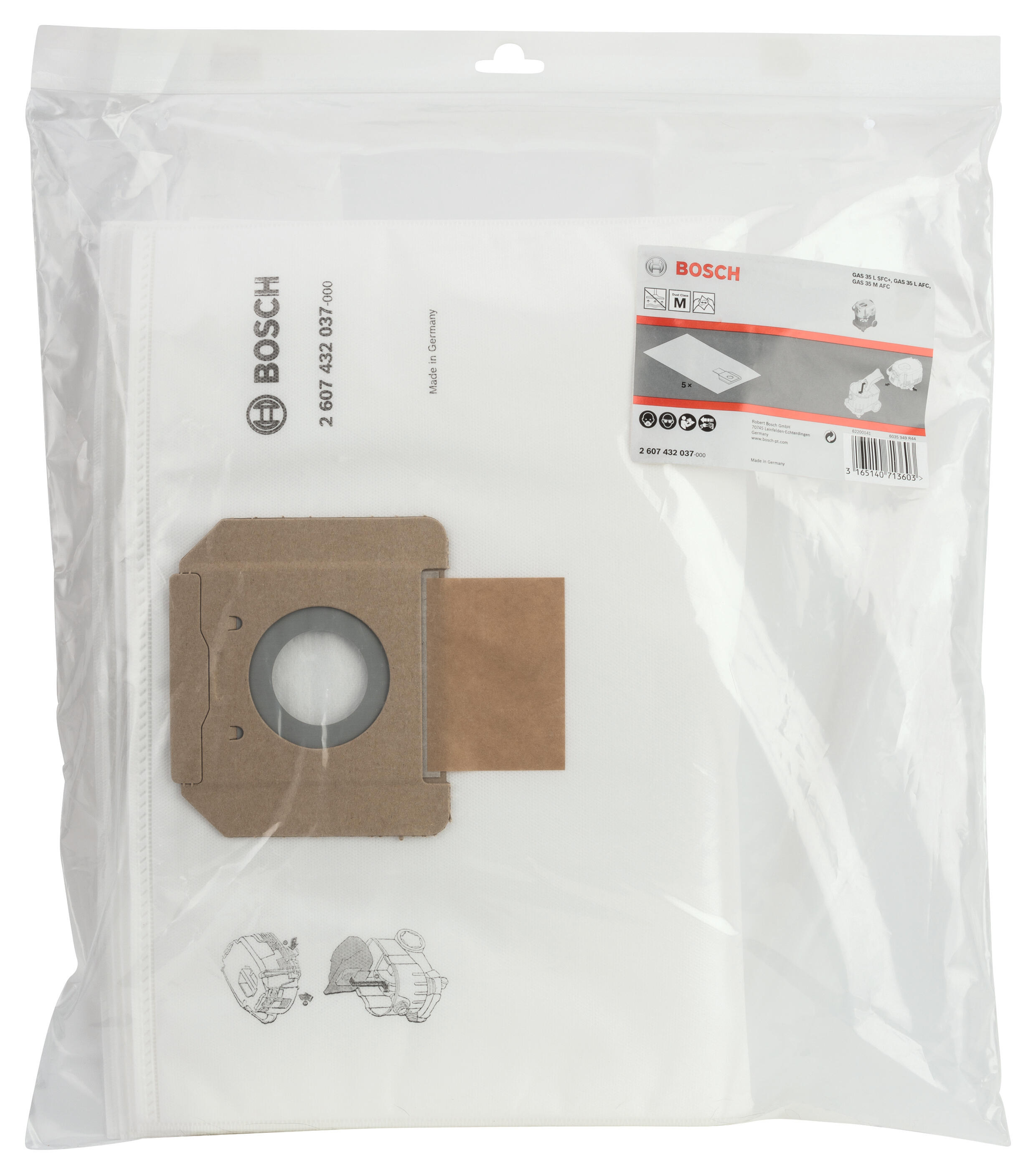 5 sacos para aspirador BOSCH PÓ GÁS 35 - 3