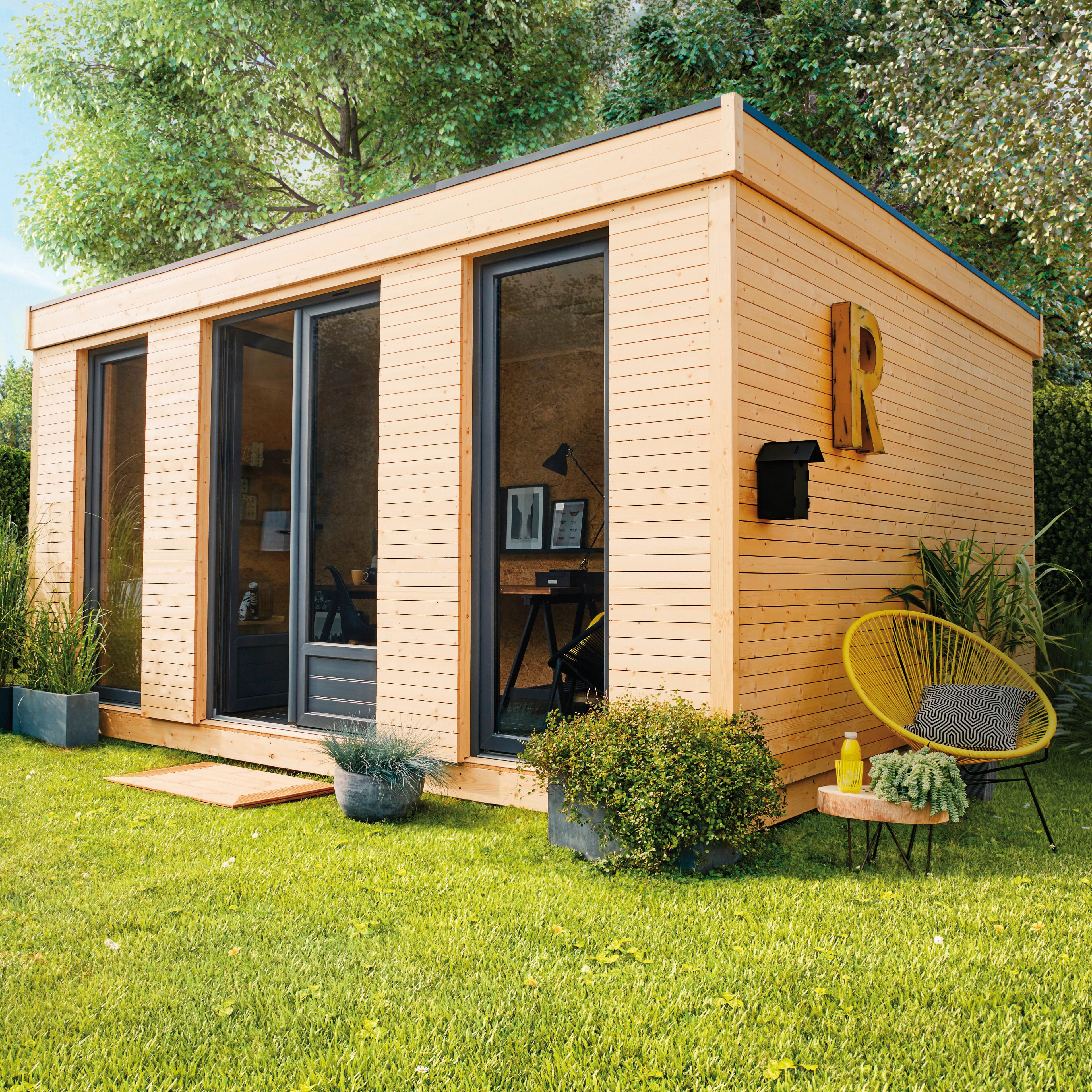 Caseta de madera Eco Lodge de 480x250x497 cm y 23.04 m2 con 90 mm espesor y doble puerta abatible DECOR ET JARDIN - 9