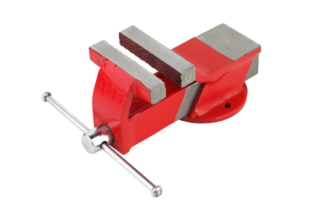 Torno de bancada fixo 100 mm vermelho