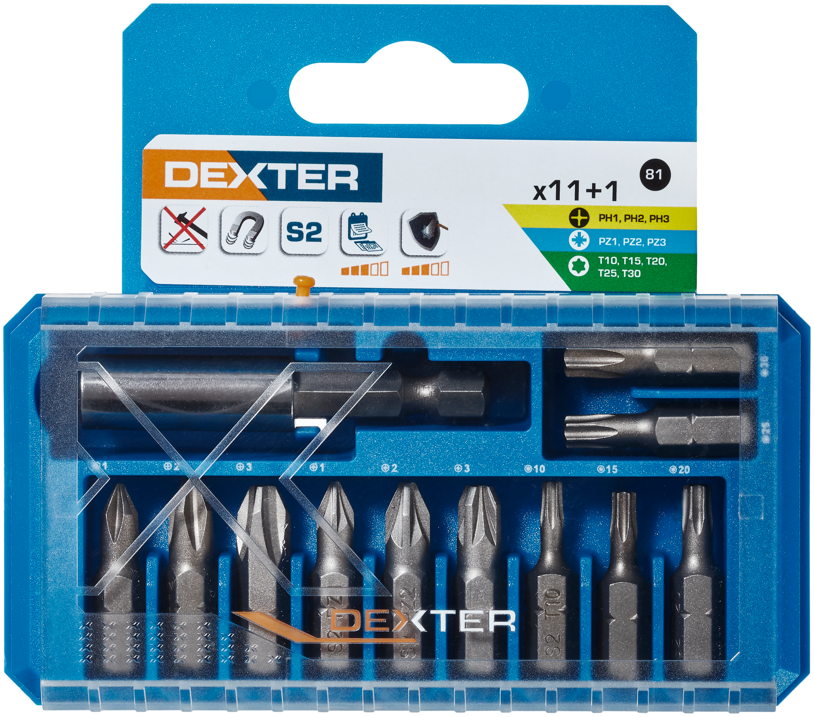 Conjunto de 11 pontas DEXTER PONTAS 25MM - 3