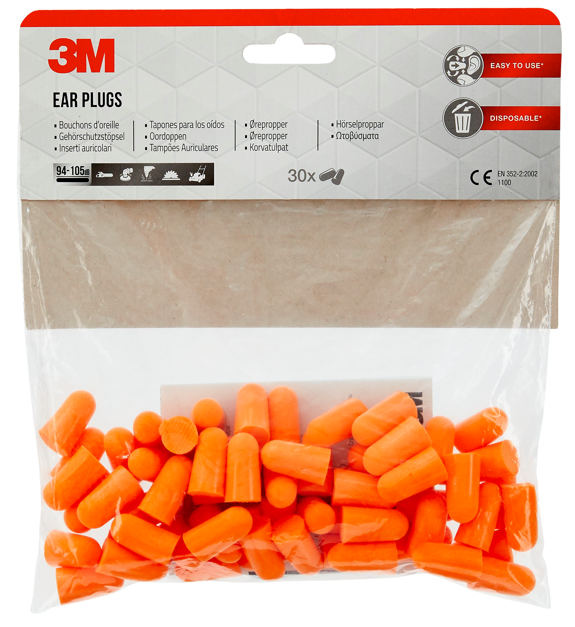 60 tampões auditivos 37DB laranja 3M - 4