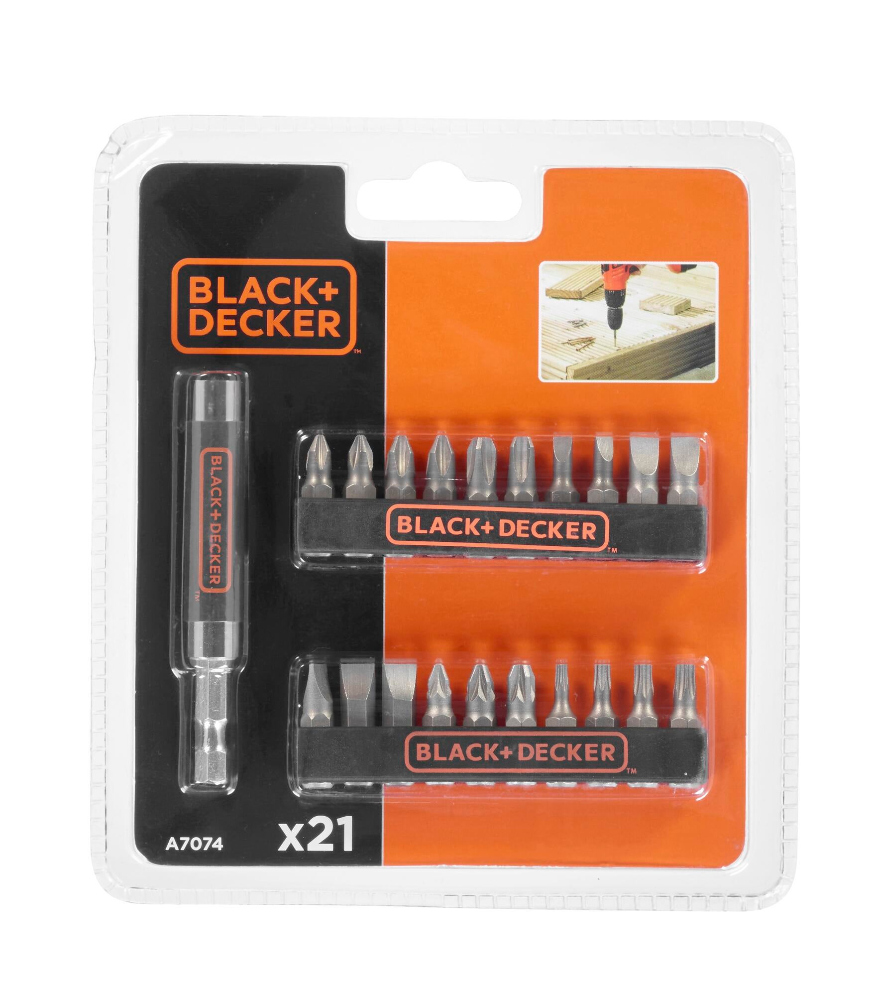 BLACK+ DECKER a7074 juego 21 puntas atornillar + adaptador - 2
