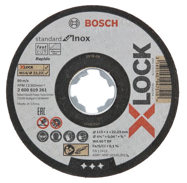 Disco de corte BOSCH XLOCK Ø115 mm para inox