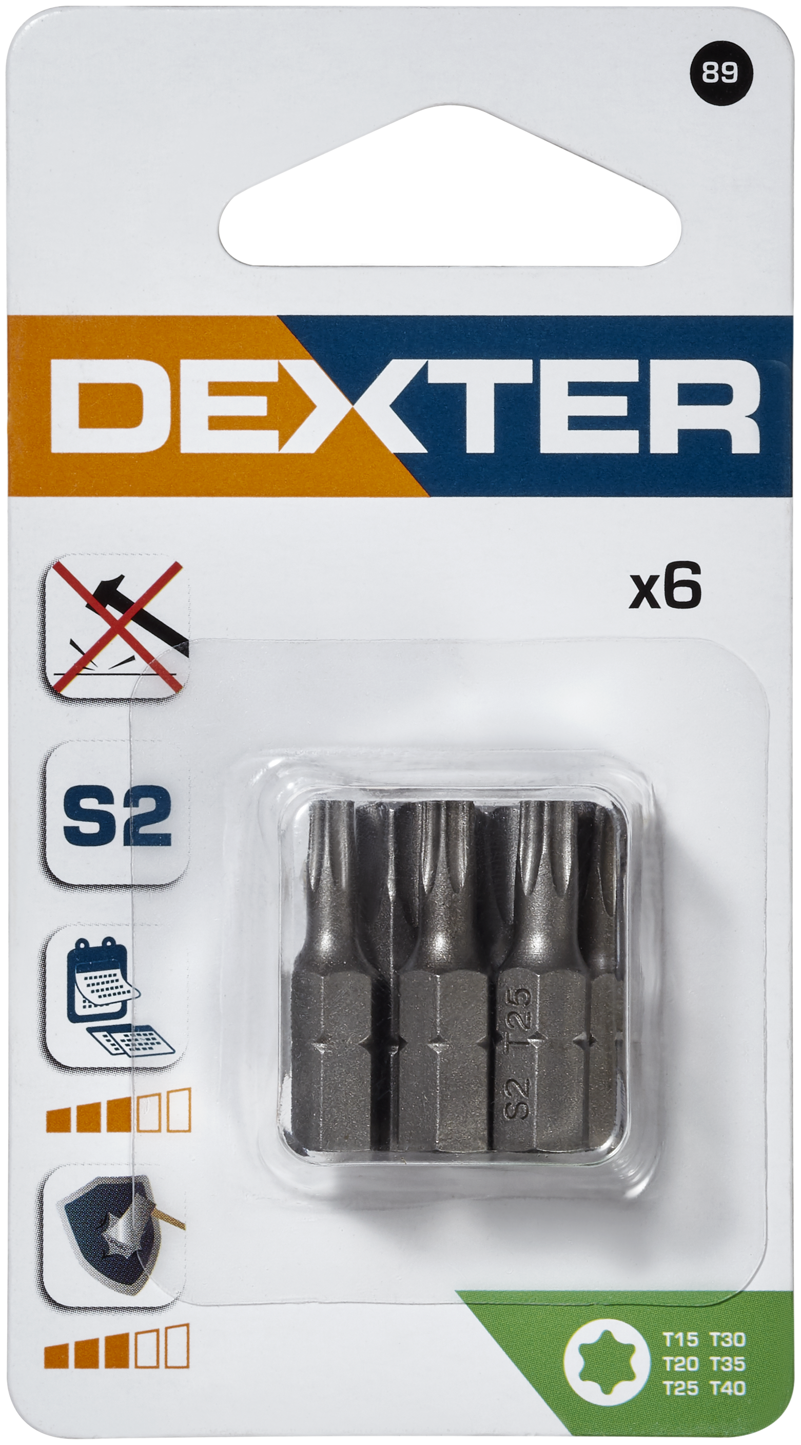 Conjunto de 6 pontas DEXTER T15,20,25,30,35,40 25MM - 3