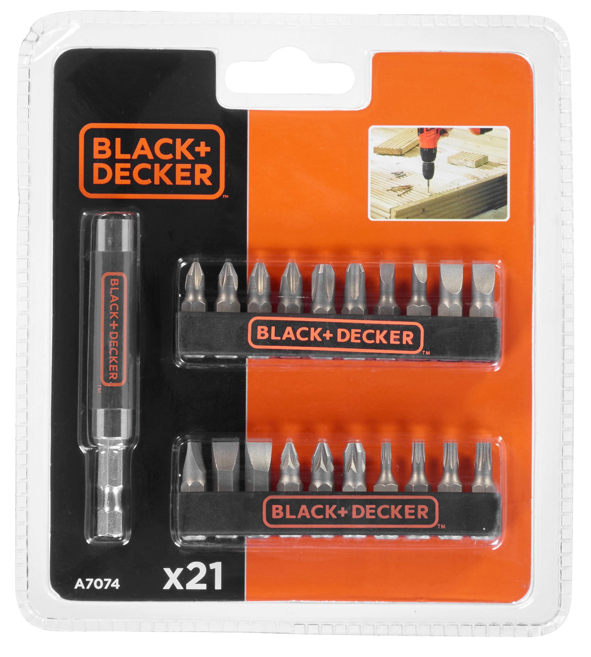 BLACK+ DECKER a7074 juego 21 puntas atornillar + adaptador - 3