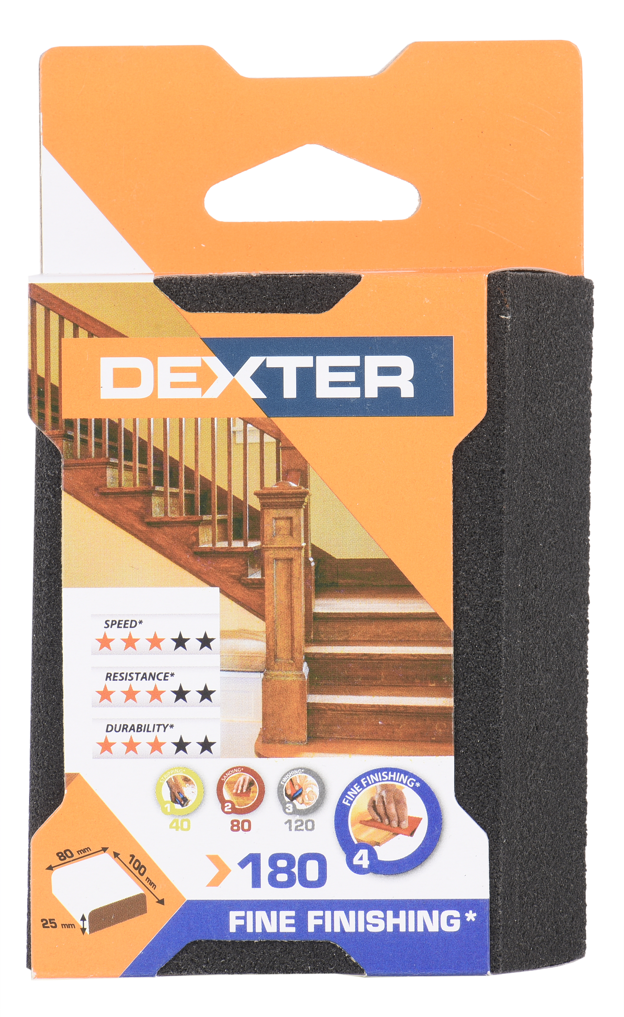 Esponja abrasiva biselada DEXTER de grano 180 - 12