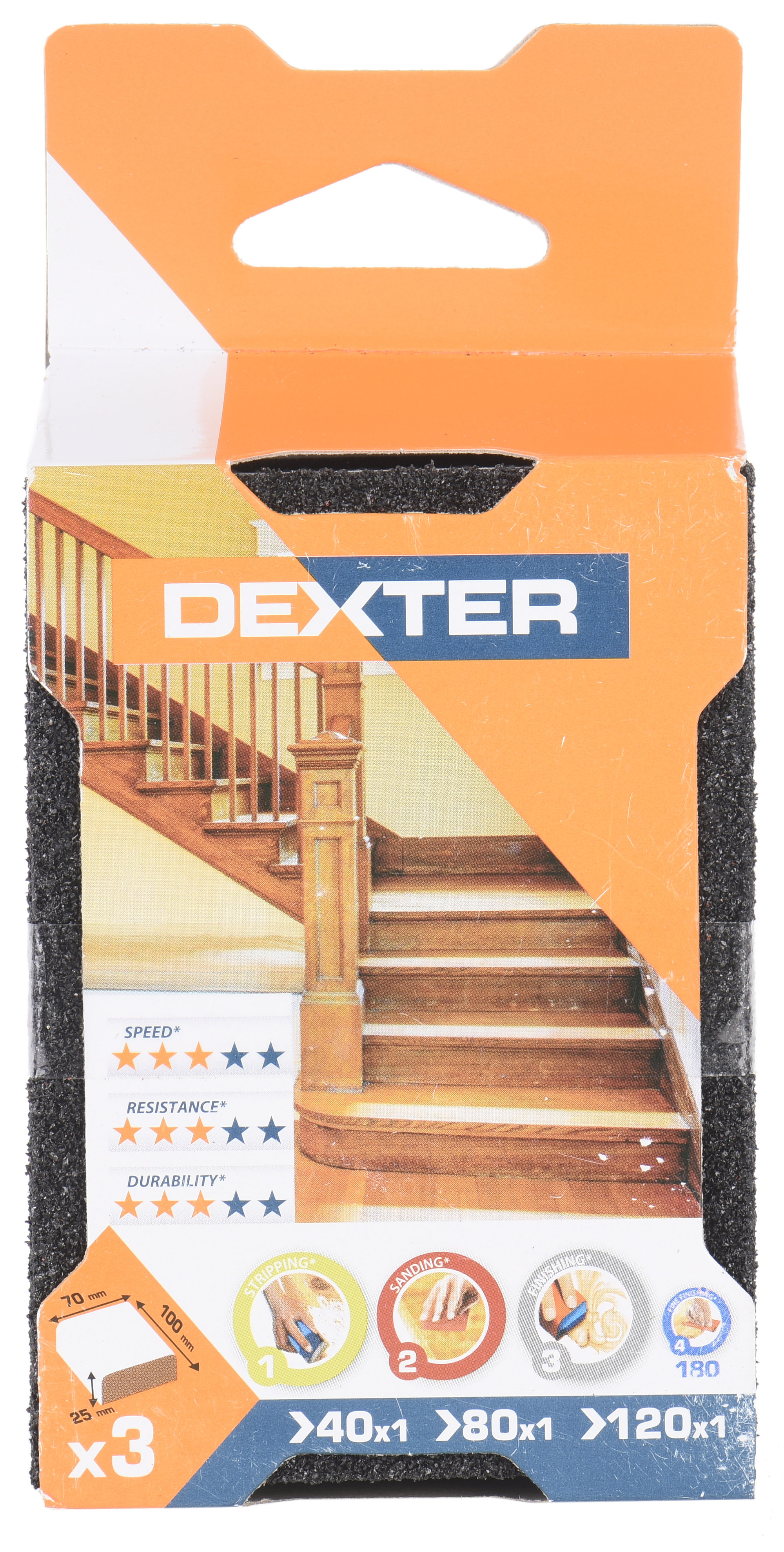 3 esponjas DEXTER MADEIRA PEQUENA G40-80-120 - 9