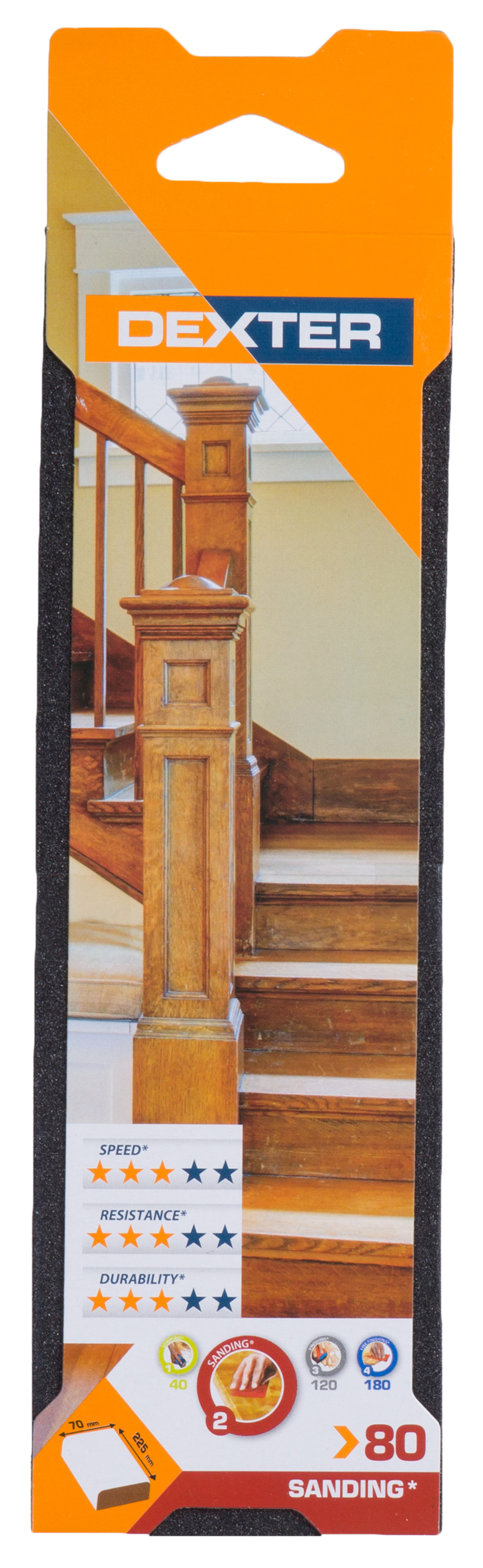 Esponja abrasiva madeira G80 225x70 cm Dexter - 6